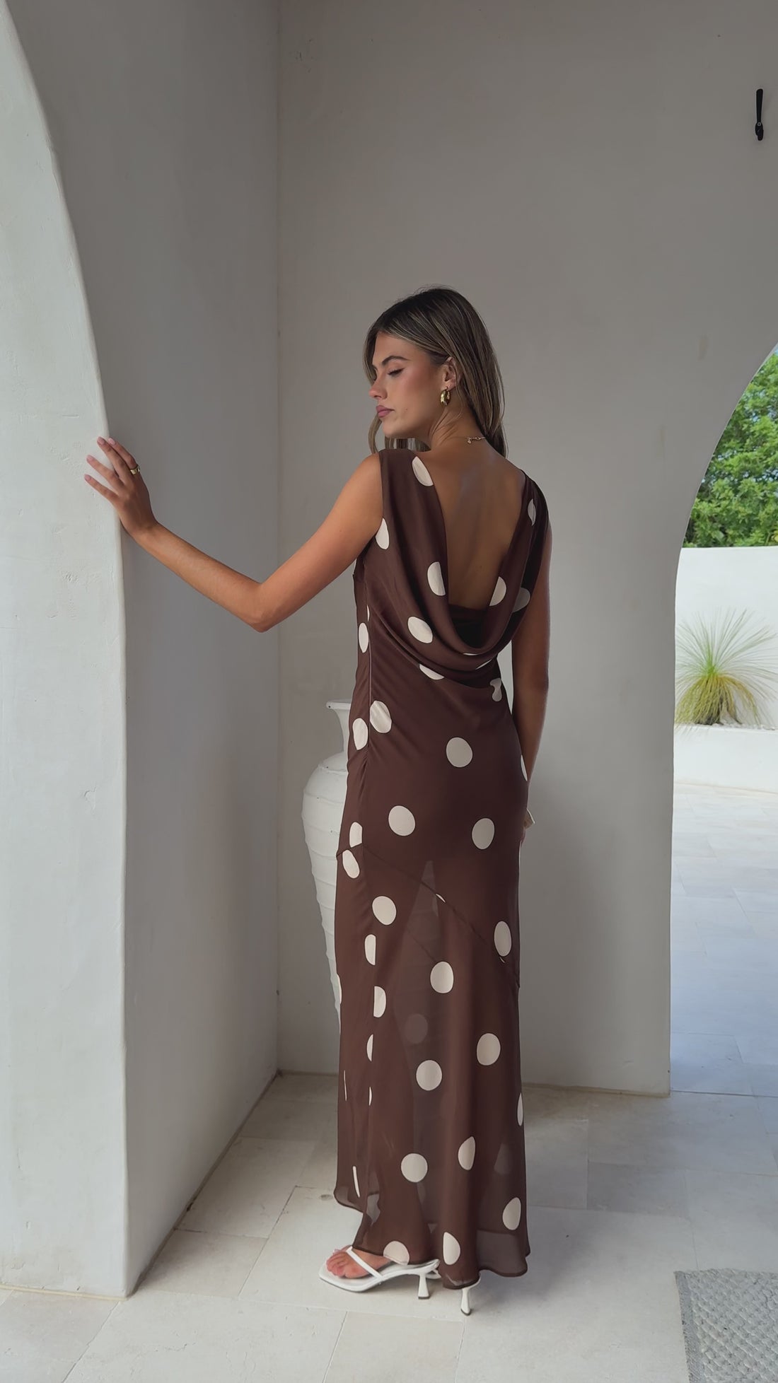 Beverly Maxi Dress - Chocolate/Cream Polka Dot - Billy J