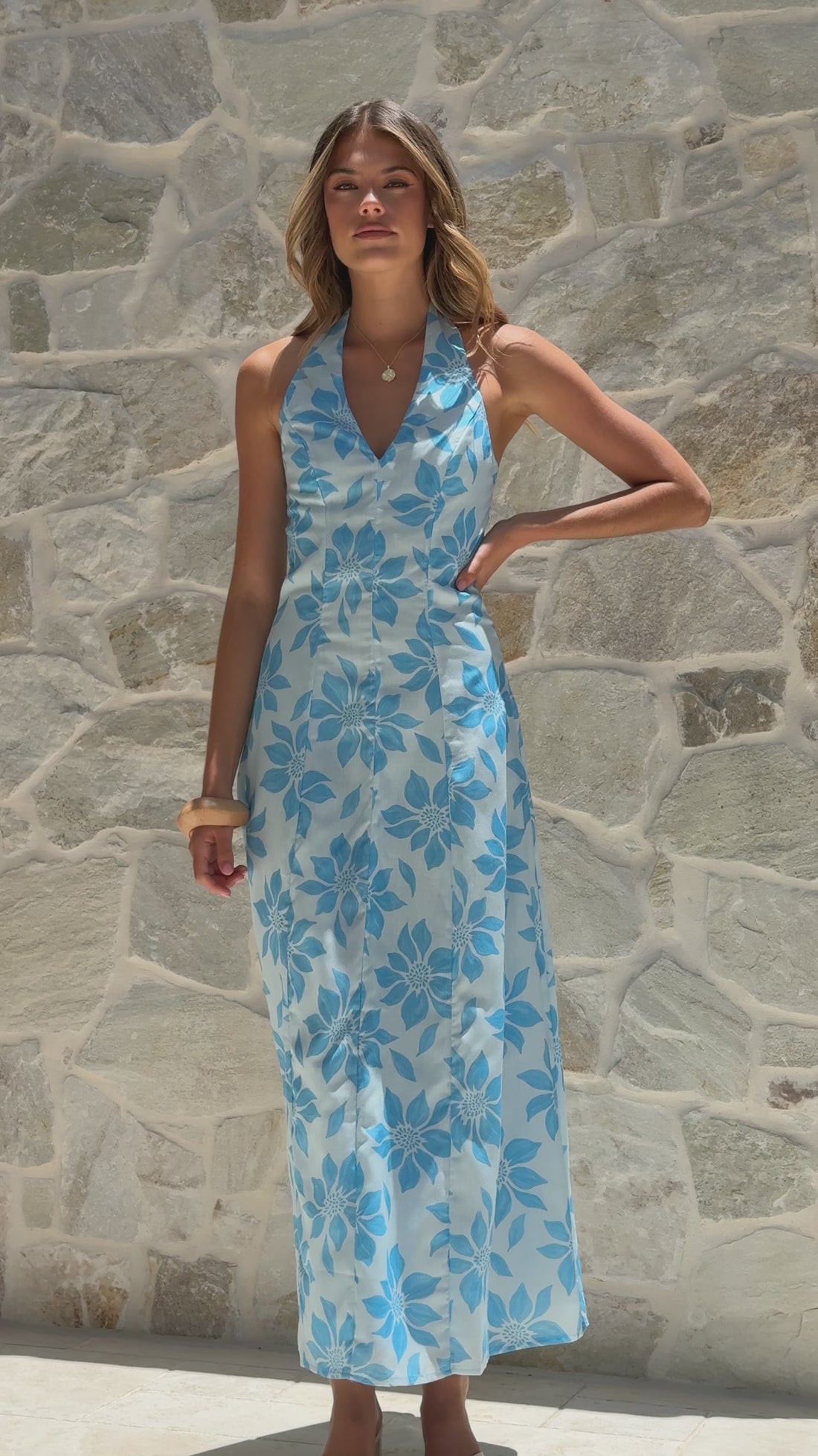 Solange Maxi Dress - Blue Floral - Billy J