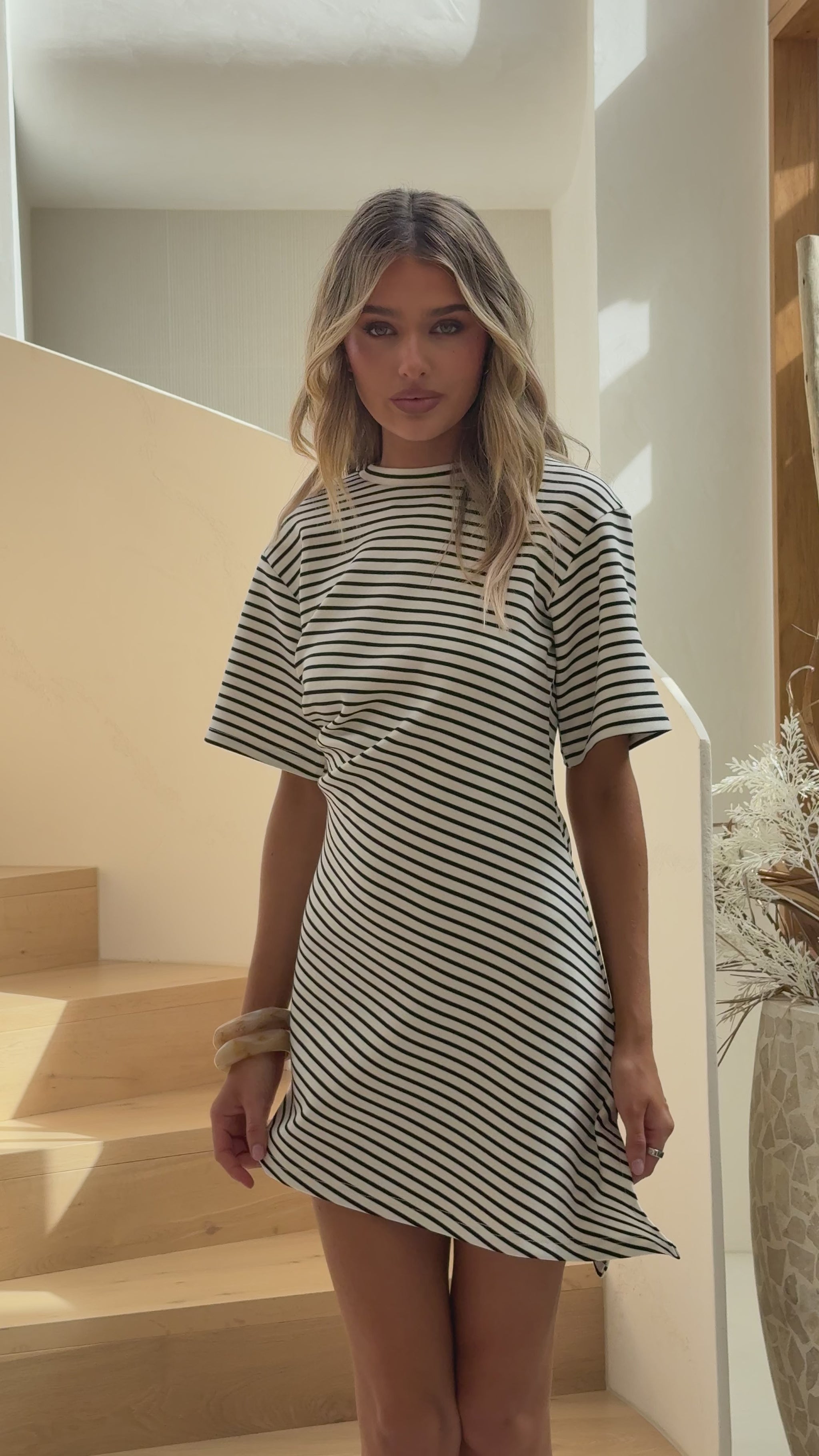 Skylah Mini Dress - Black/White Stripe - Billy J