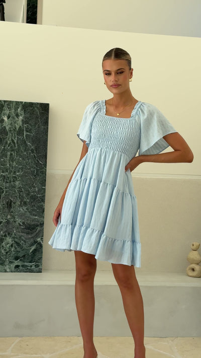 Load and play video in Gallery viewer, Sammi Mini Dress - Blue
