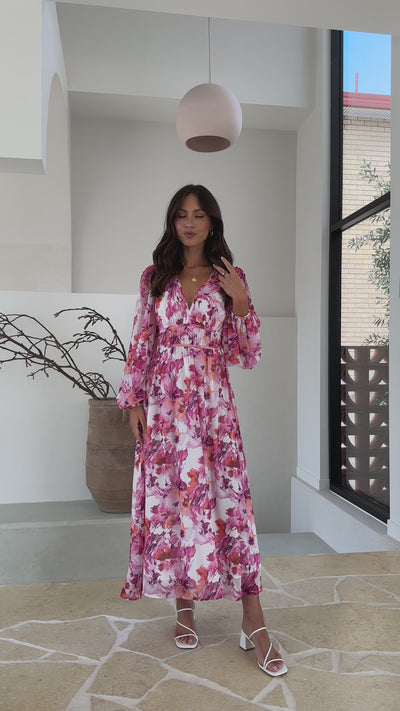 Load and play video in Gallery viewer, Zoi Maxi Dress - Pink Floral
