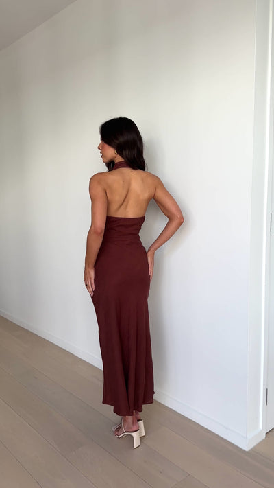 Load and play video in Gallery viewer, Nicole Maxi Dress - Chocolate
