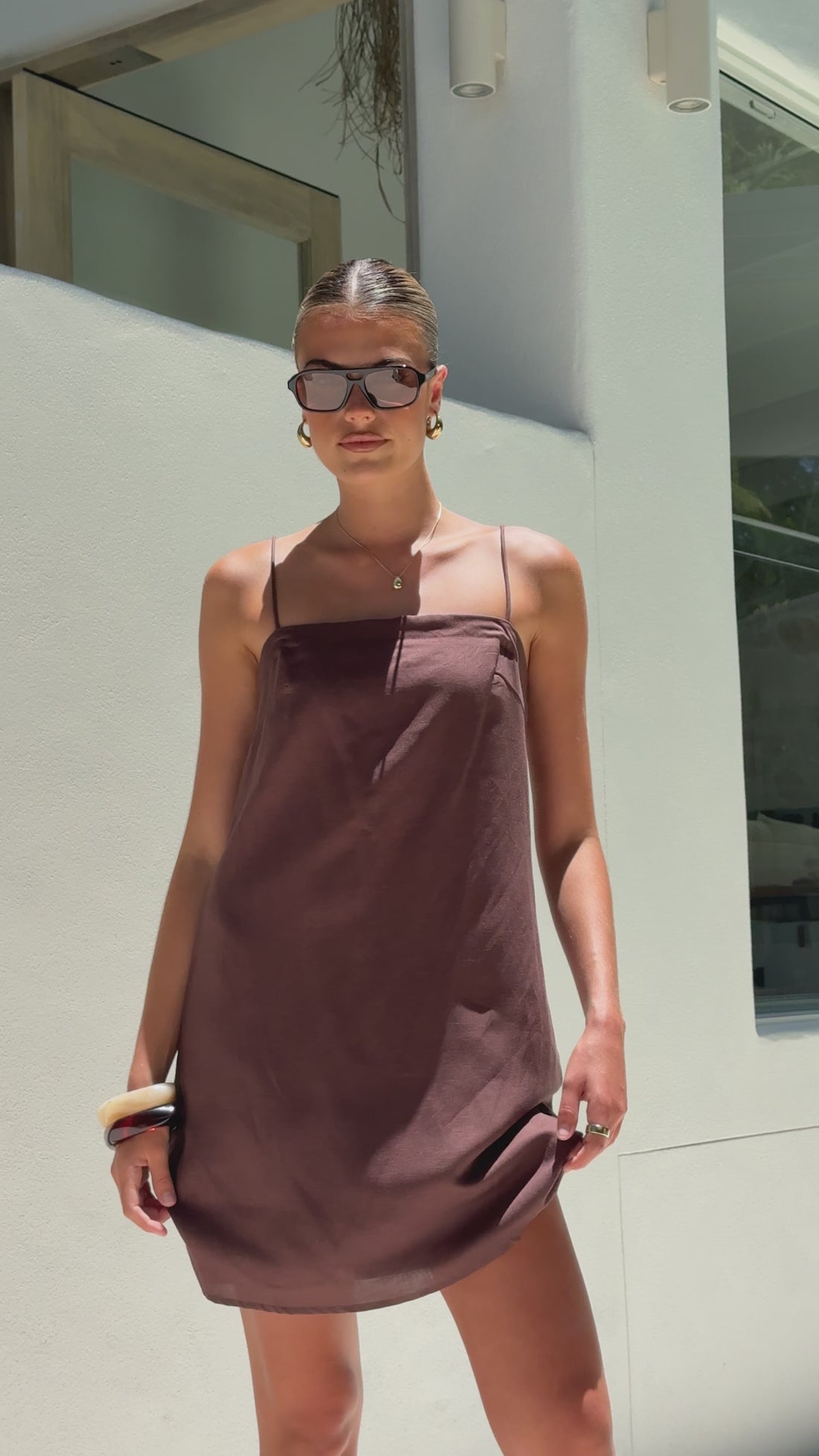 Nalu Mini Dress - Brown - Billy J