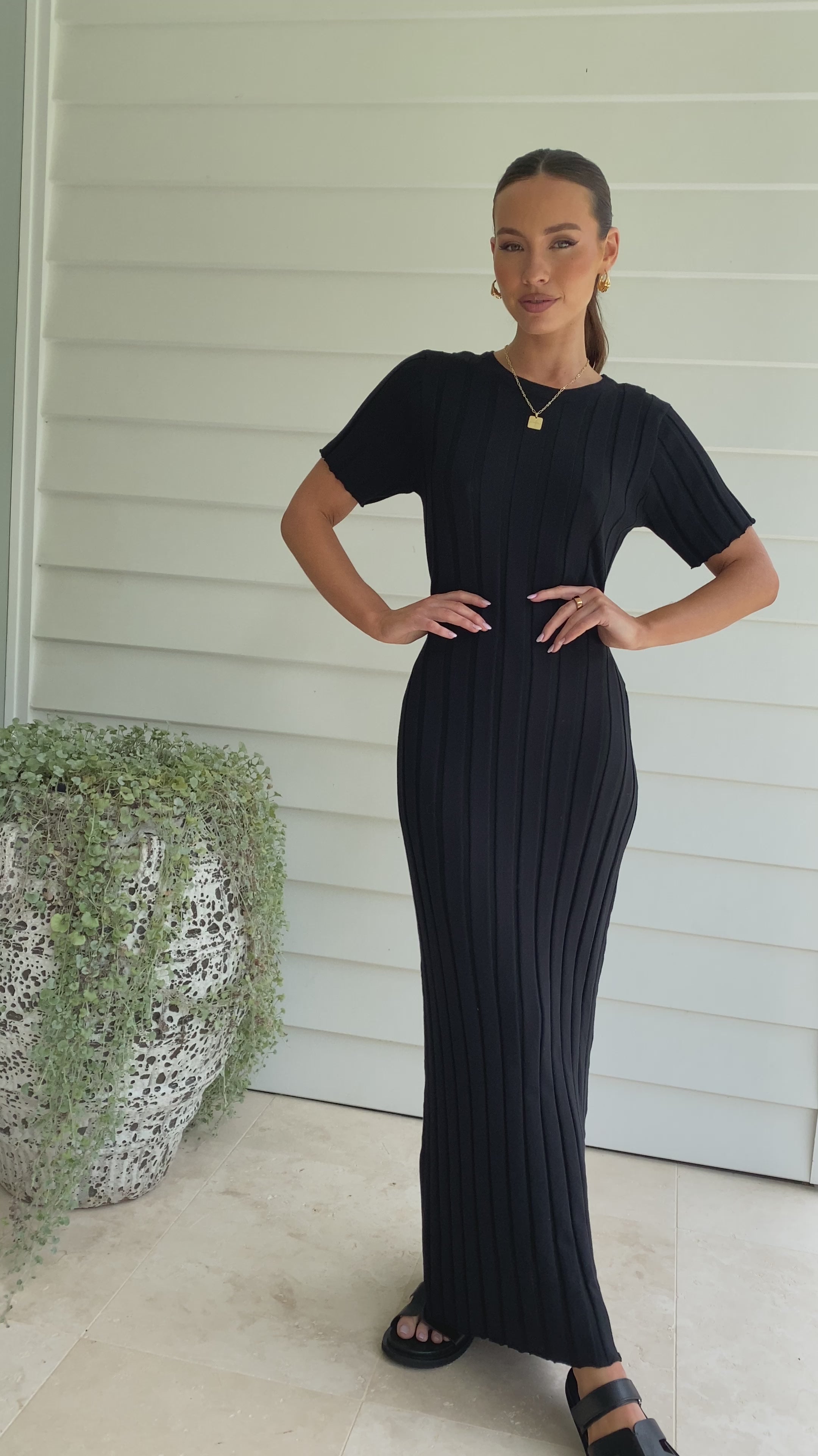 Load video: Mari Maxi Dress - Black - Billy J