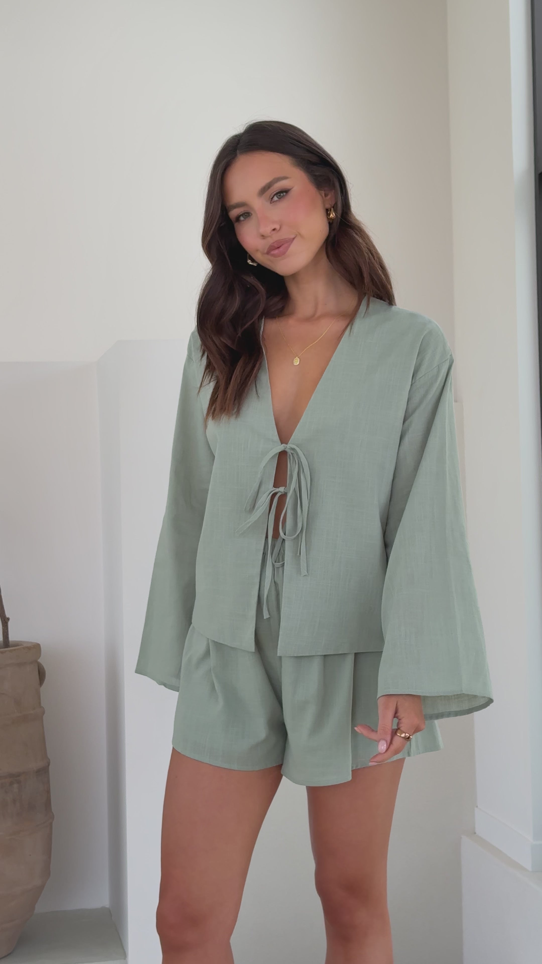 Iveena Top and Shorts Set - Sage - Billy J