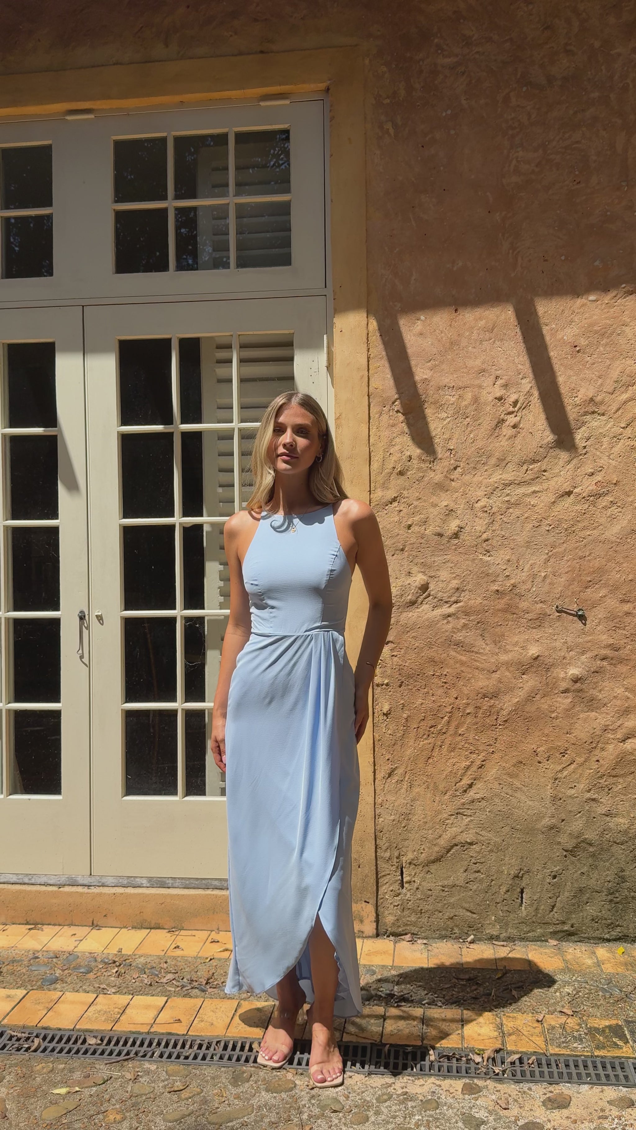 Genevieve Boat Neck Maxi Dress - Blue - Billy J