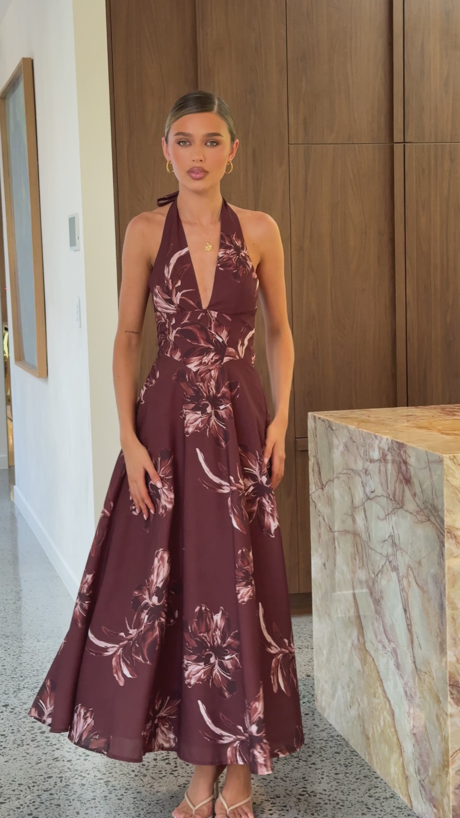 Skye Maxi Dress - Chocolate Flower - Billy J