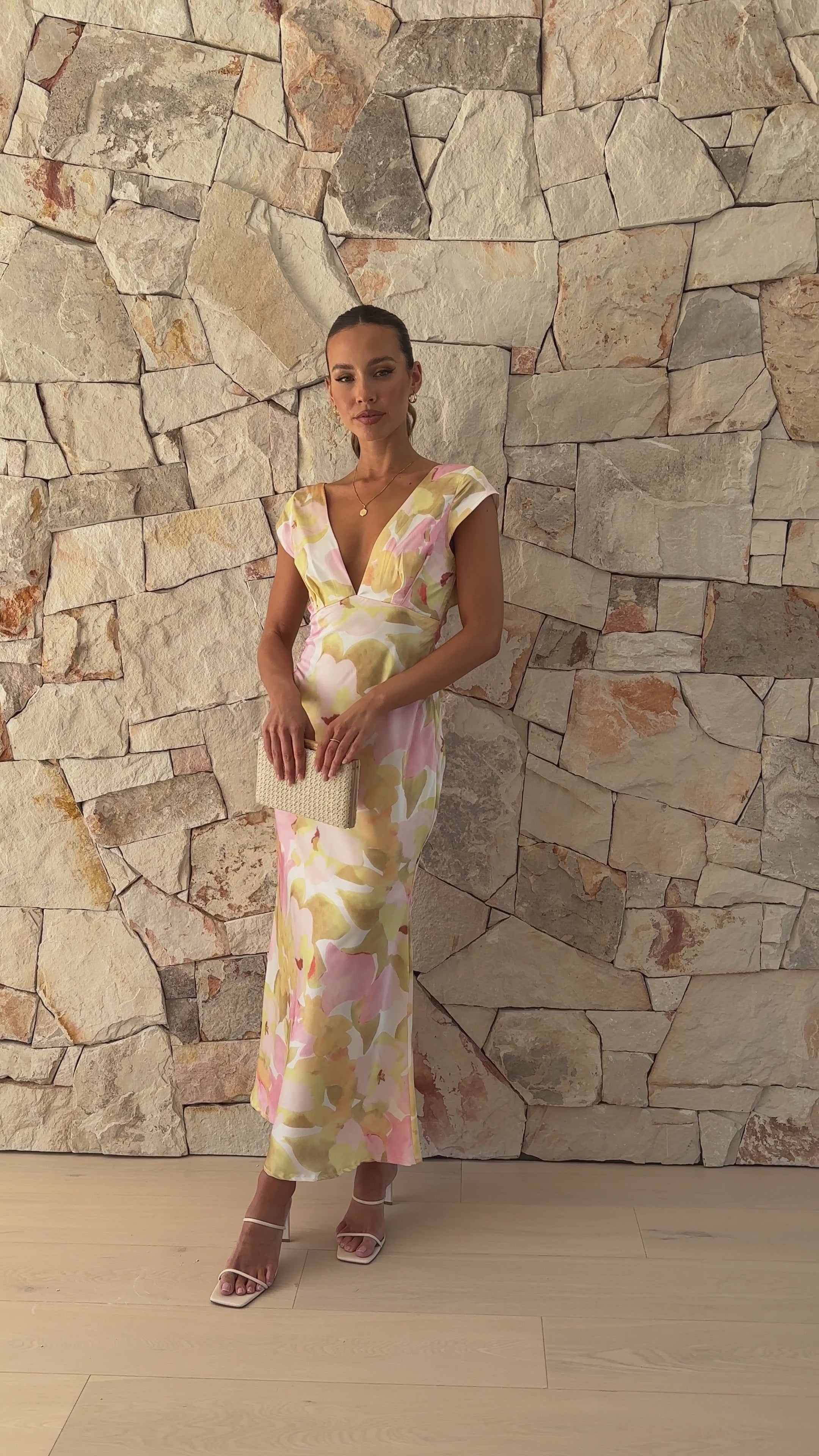 Annie Maxi Dress - Pink/Yellow Print