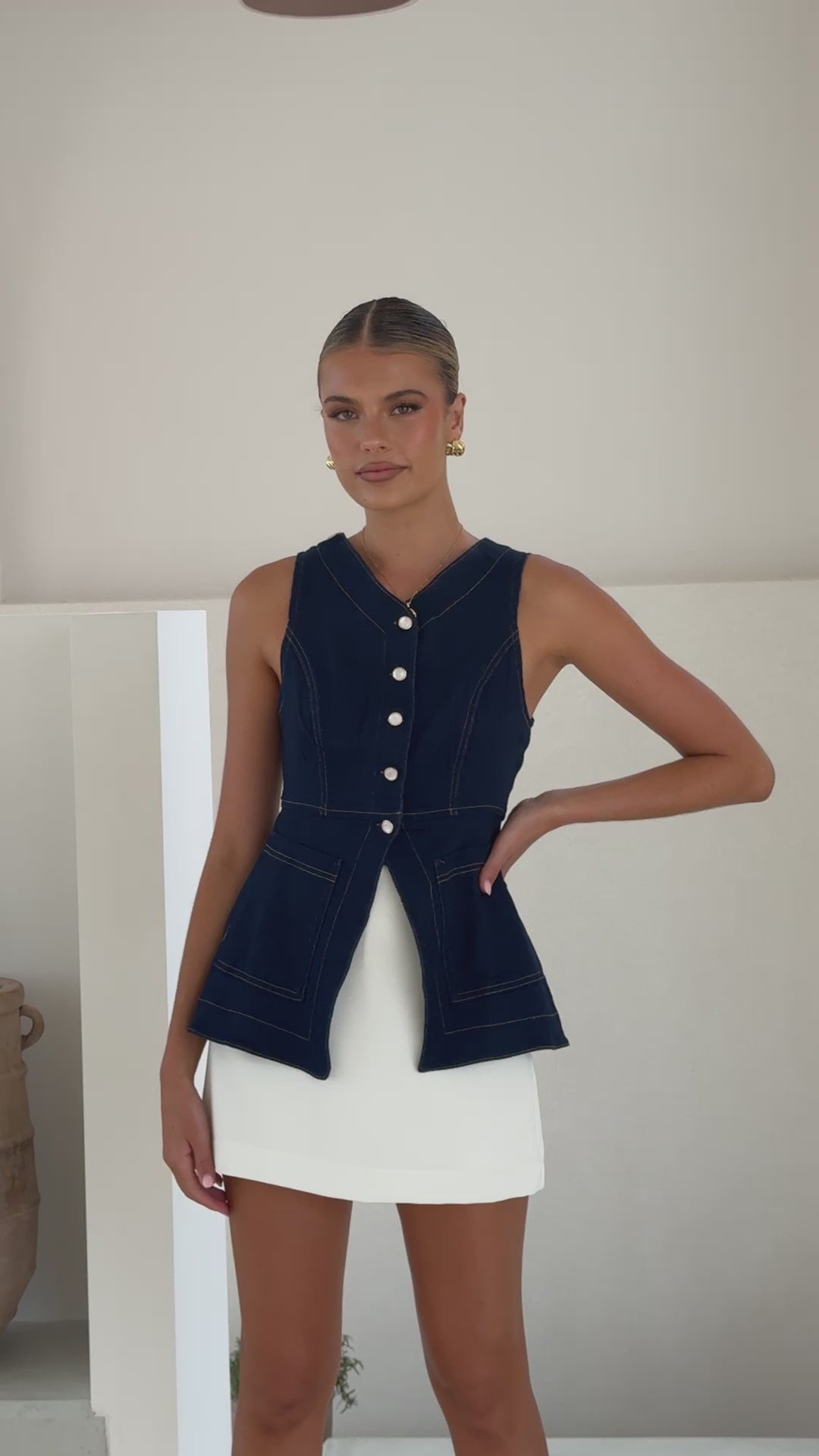 Olena Vest - Dark Denim