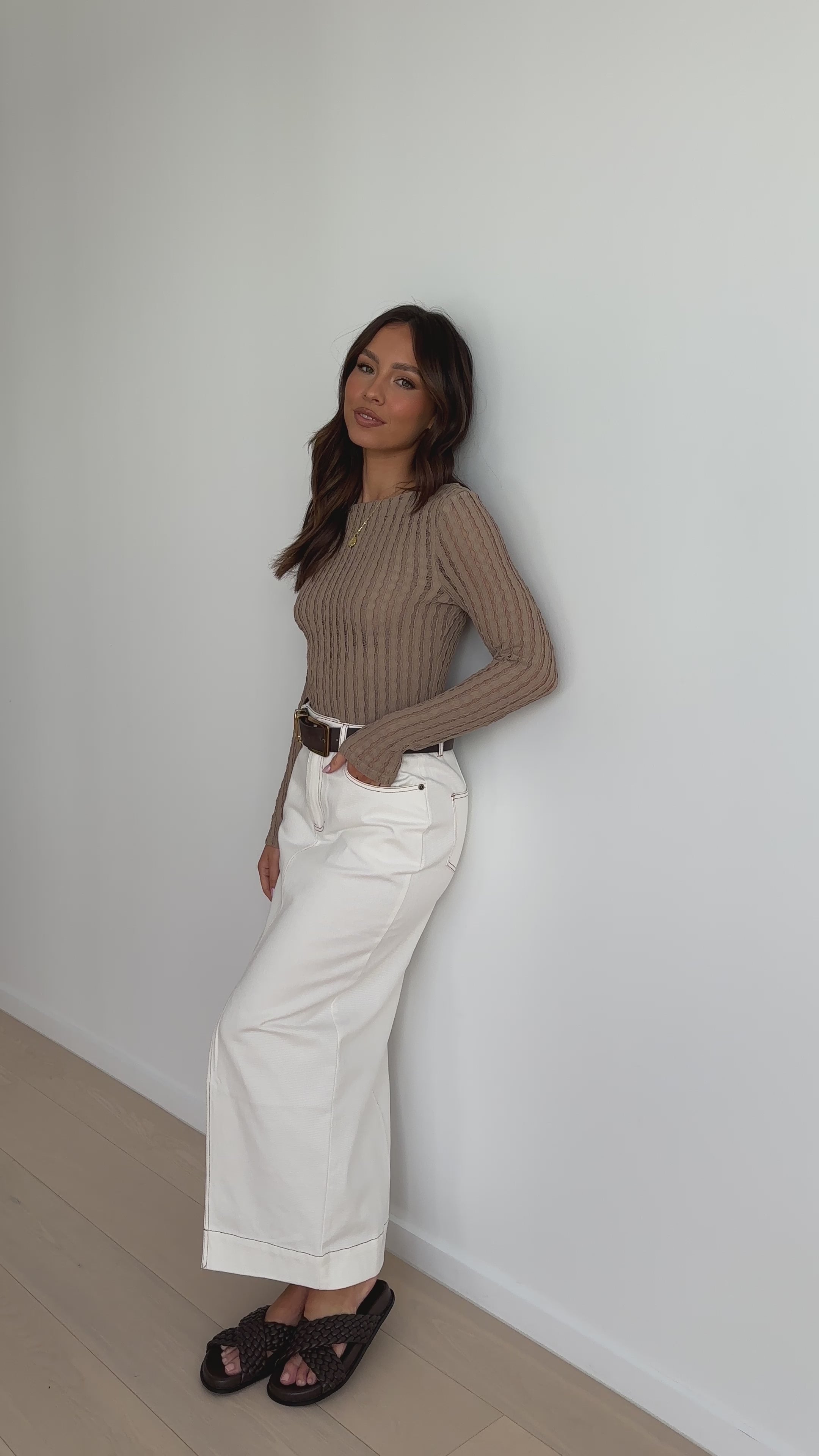 Sydney Long Sleeve Top - Taupe