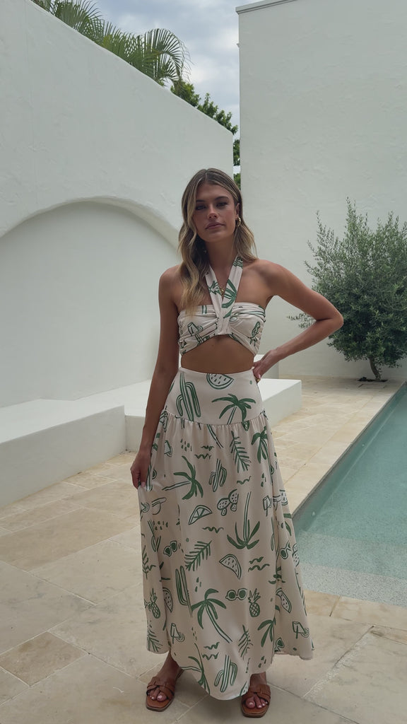 Zafrina Halter Top - Green Palm - Billy J