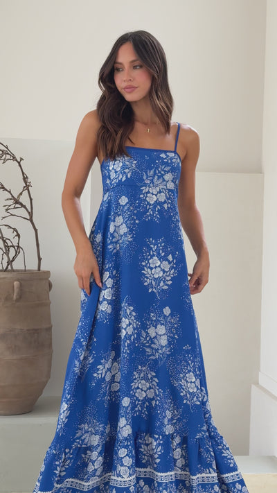 Load and play video in Gallery viewer, Vea Maxi Dress - Blue Twilight - Billy J
