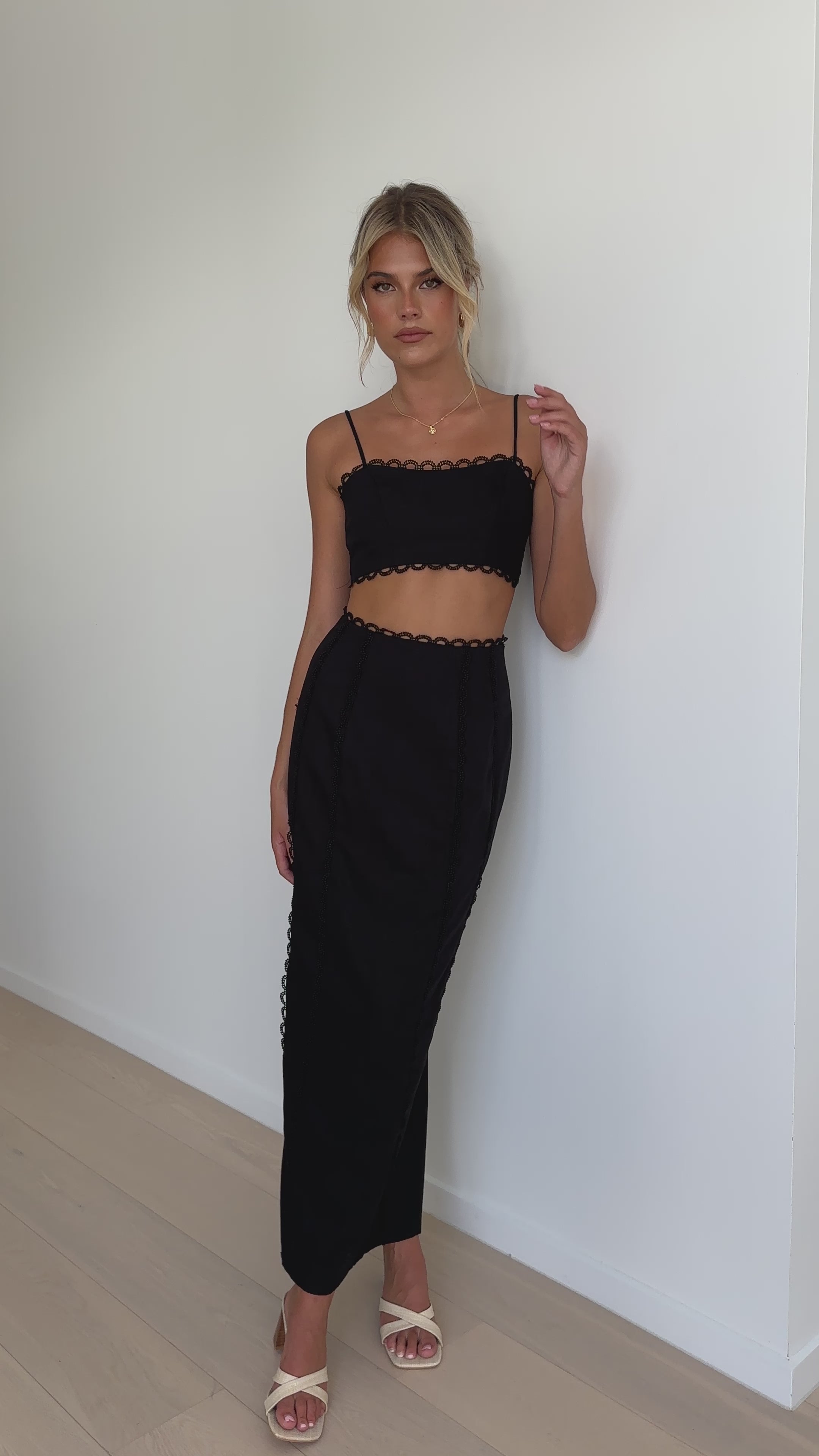 Sidney Top & Skirt Set - Black