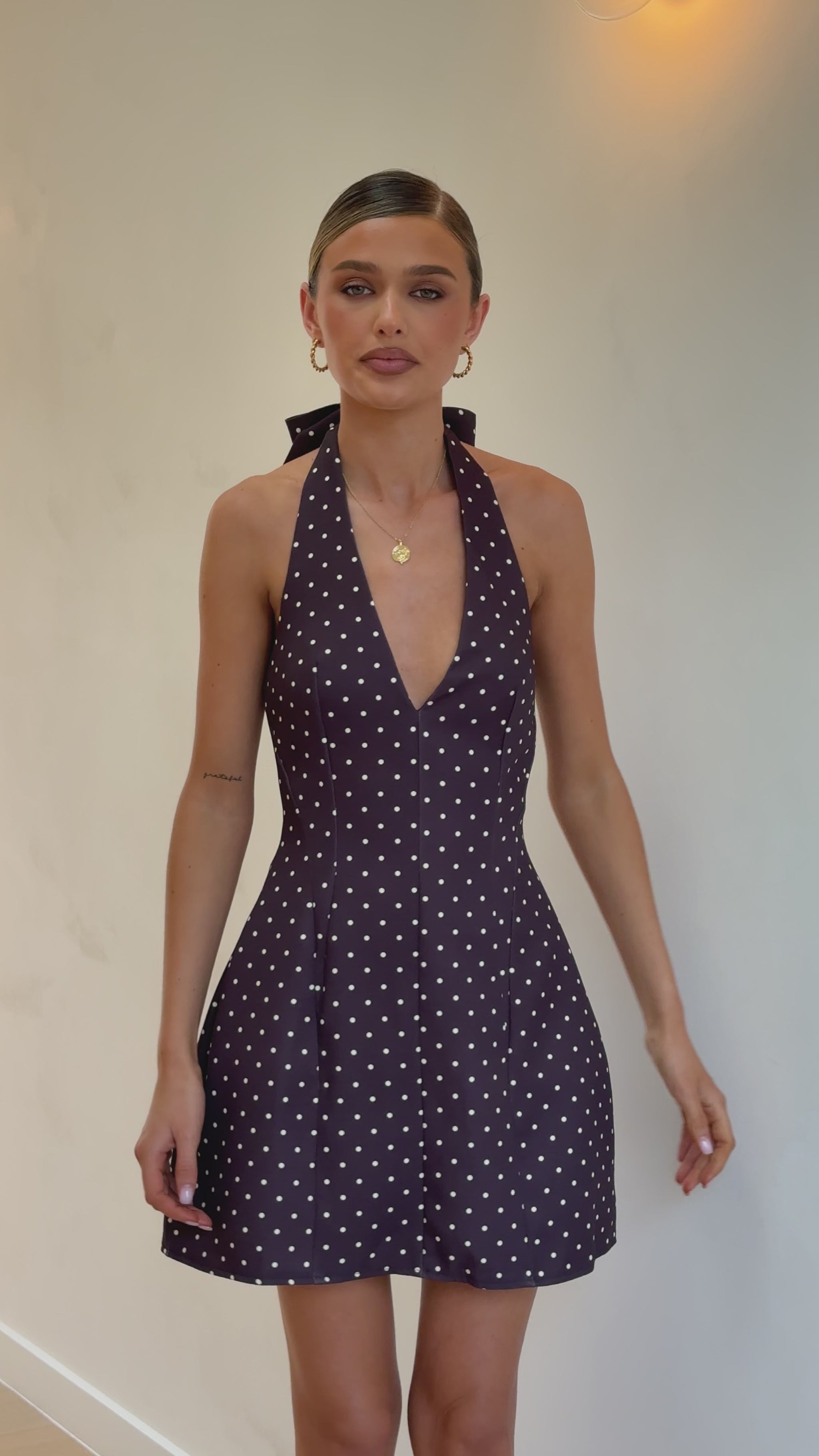 Lula Mini Dress - Brown Polka - Billy J