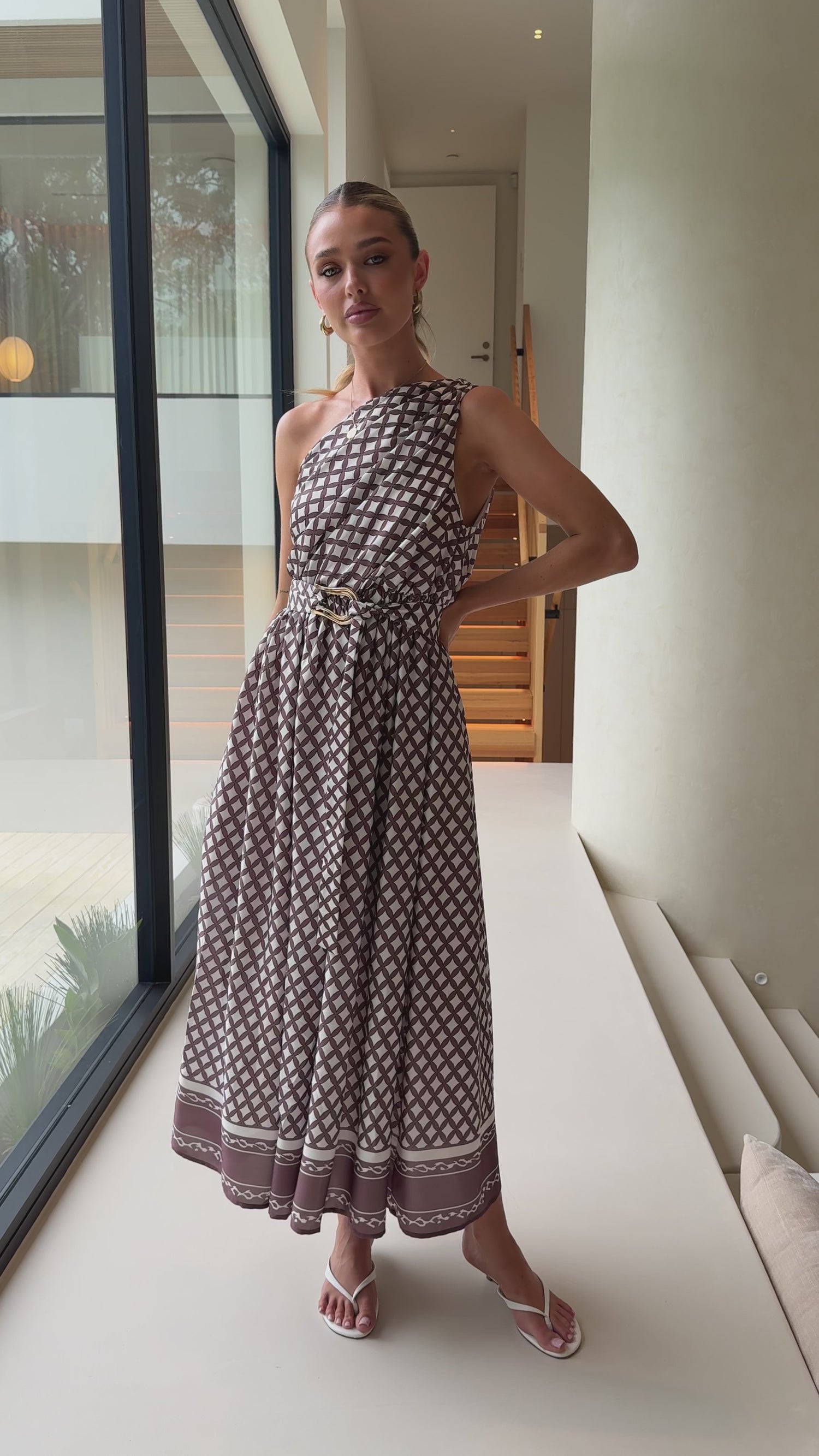 Hadas Maxi Dress - Chocolate/White Check - Billy J