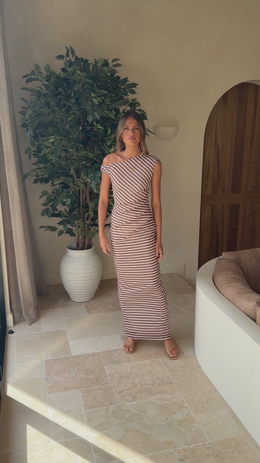 Lilani Maxi Dress - Brown Stripe - Billy J