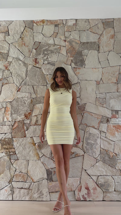 Load and play video in Gallery viewer, Cora Mini Dress - Yellow
