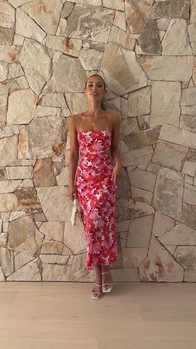 Load and play video in Gallery viewer, Adalet Maxi Dress - Red / Pink Floral
