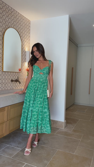 Load and play video in Gallery viewer, Zakuro Maxi Dress - Green Print

