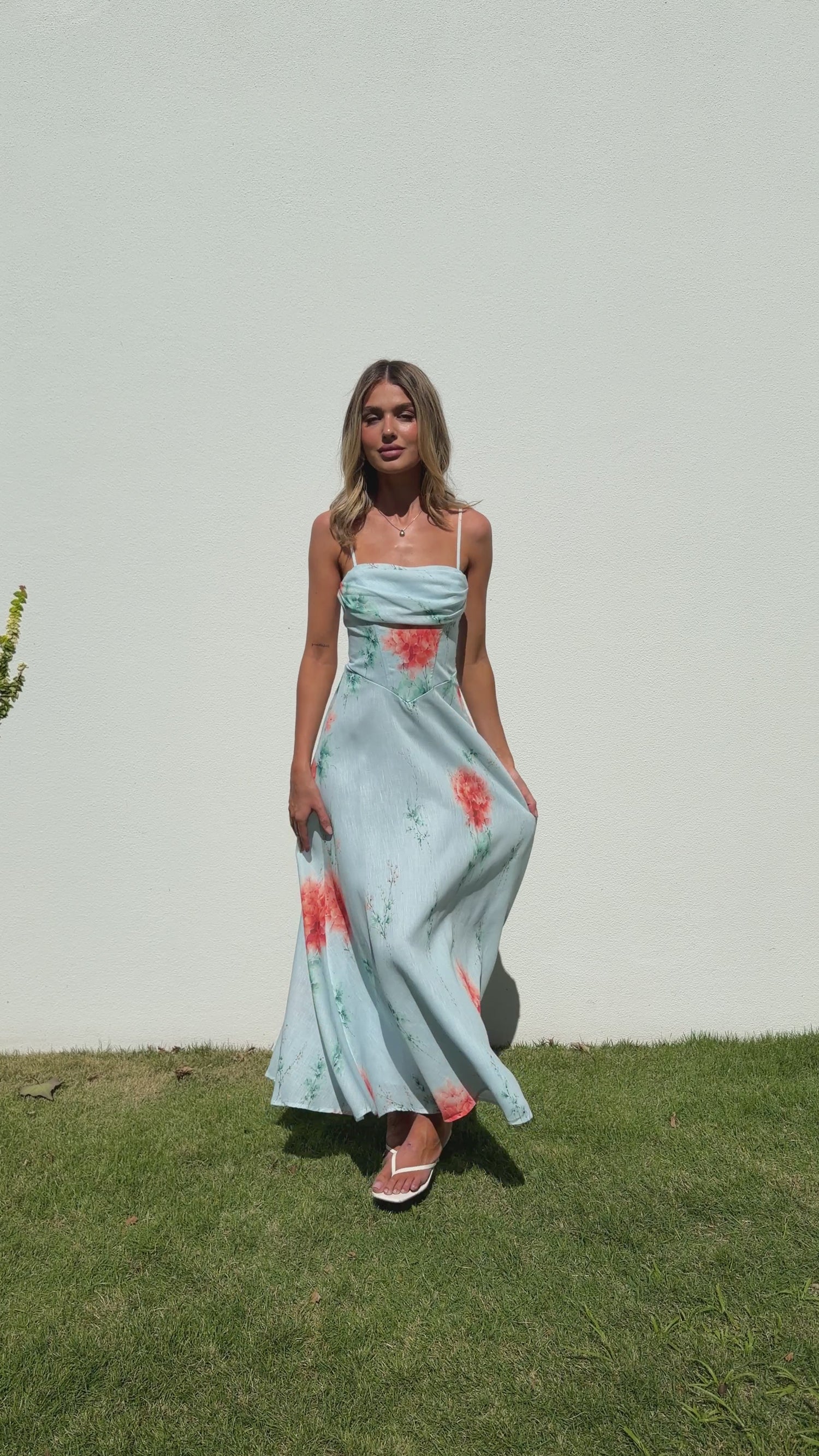 Rylee Maxi Dress - Blue/Orange Floral - Billy J