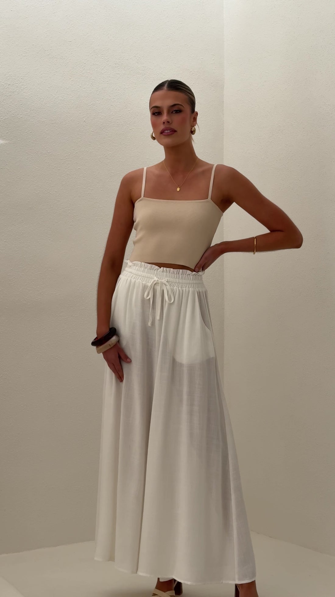 Avery Wide Leg Pants - White - Billy J