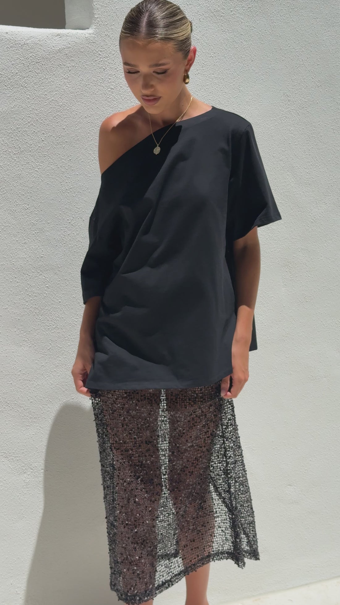 Verlo Sequins Maxi Skirt - Black - Billy J