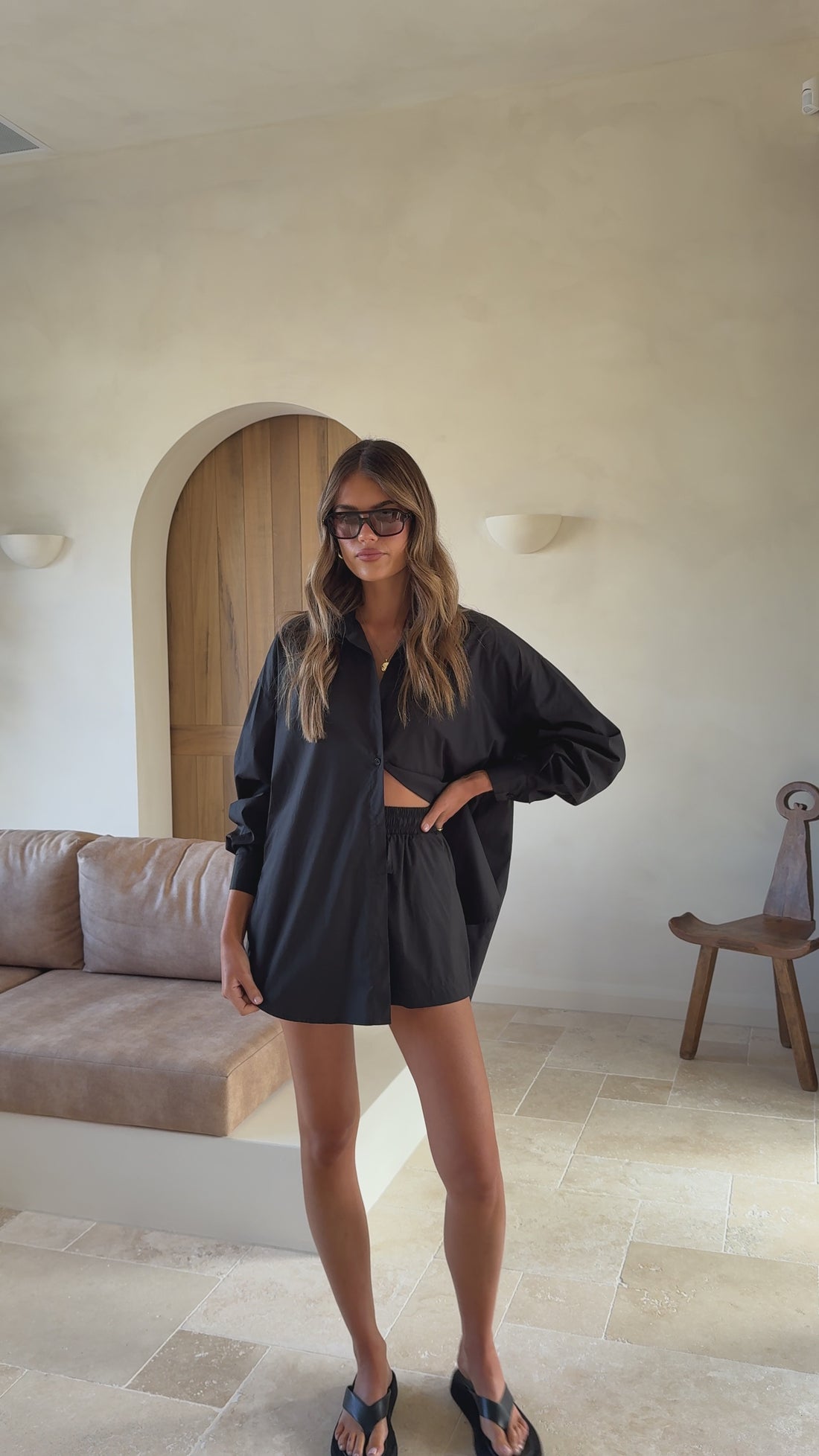 Rebekah Long Sleeve Button Up Shirt - Black - Billy J