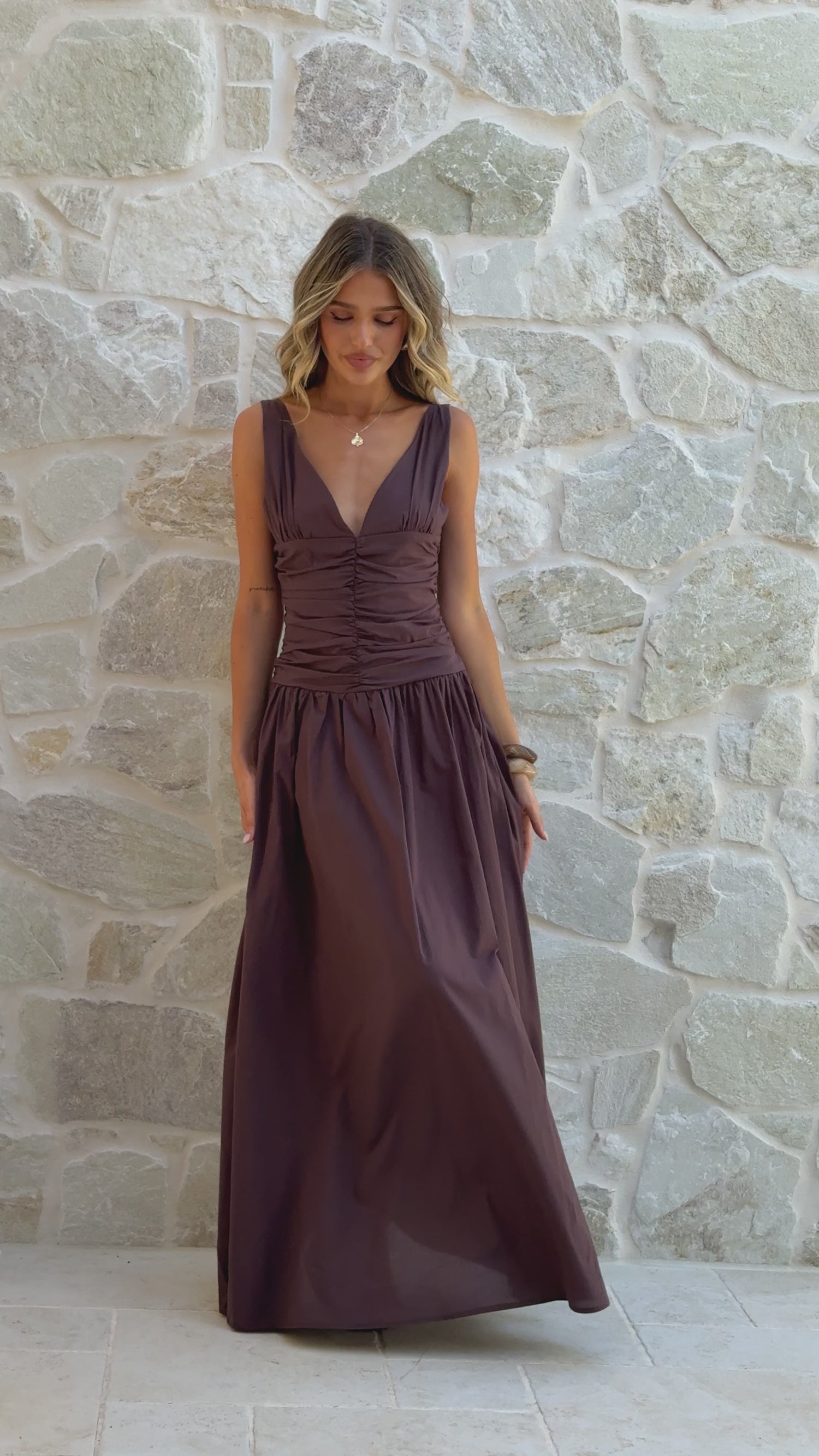 Sanya Maxi Dress - Chocolate - Billy J