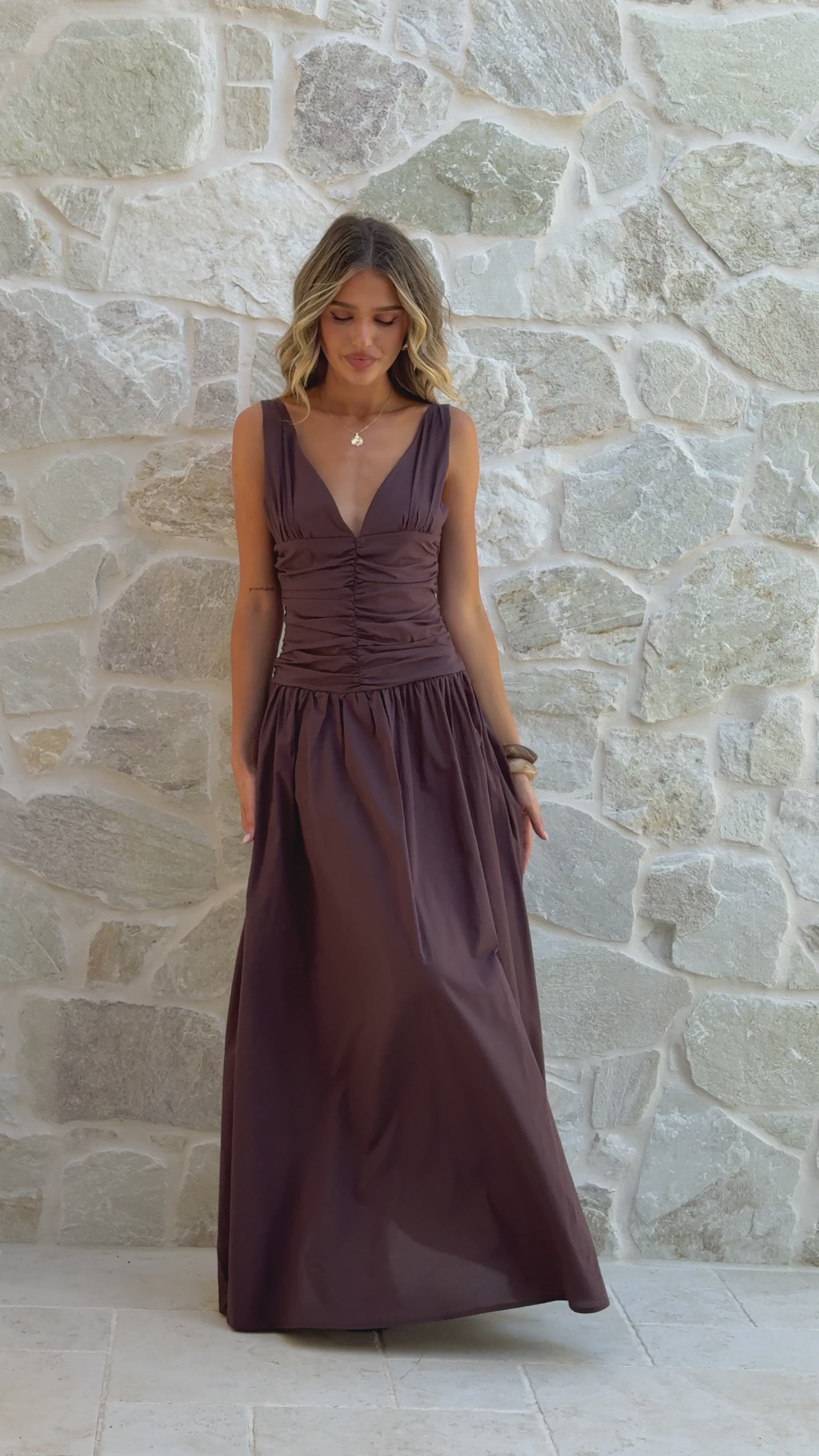 Sanya Maxi Dress - Chocolate - Billy J