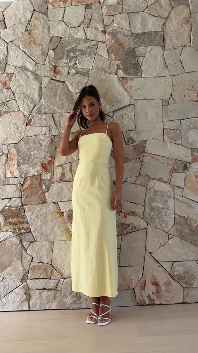Load and play video in Gallery viewer, Valterra Maxi Dress - Lemon
