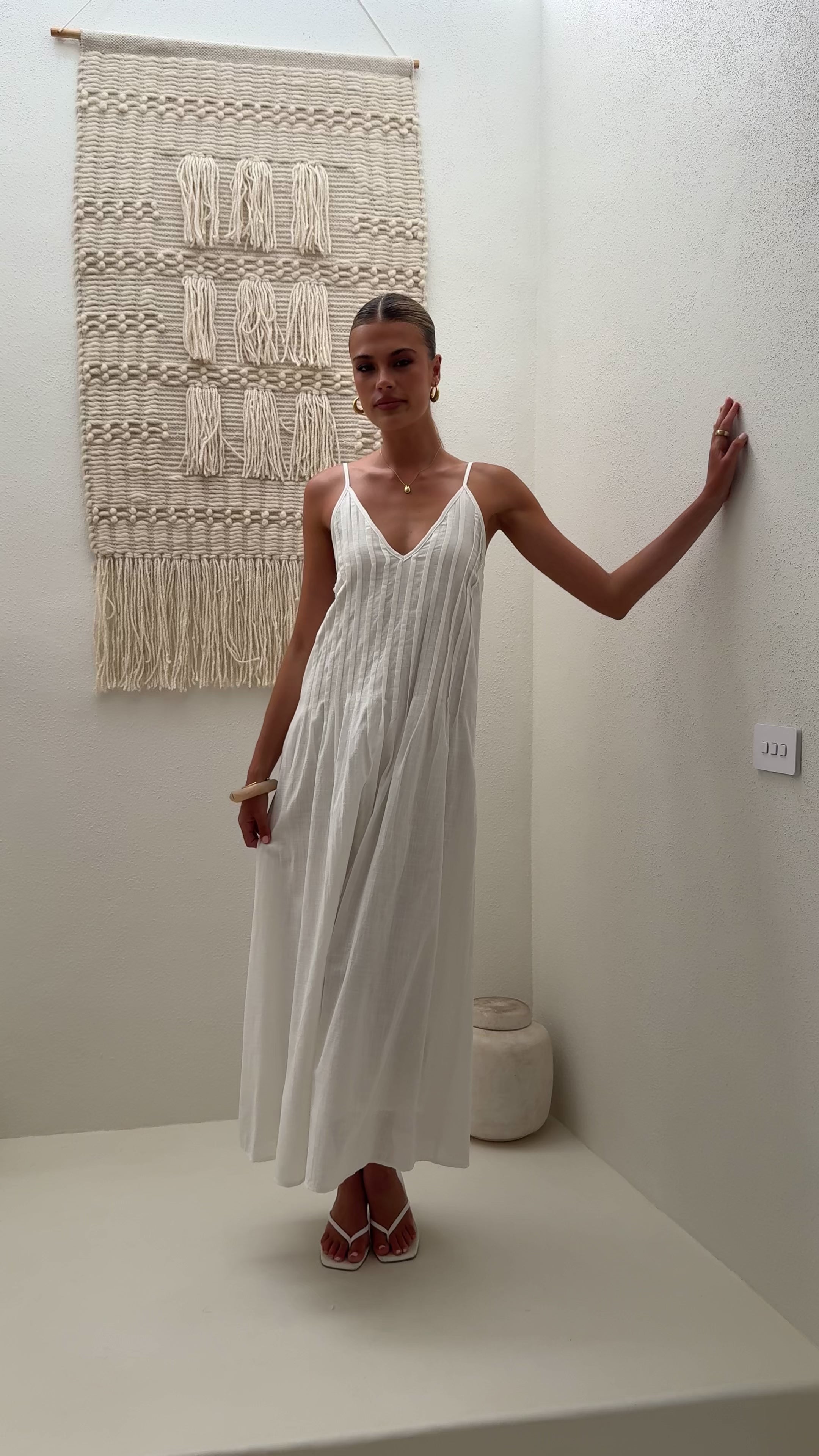 Load video: Aspen Maxi Dress - White - Billy J