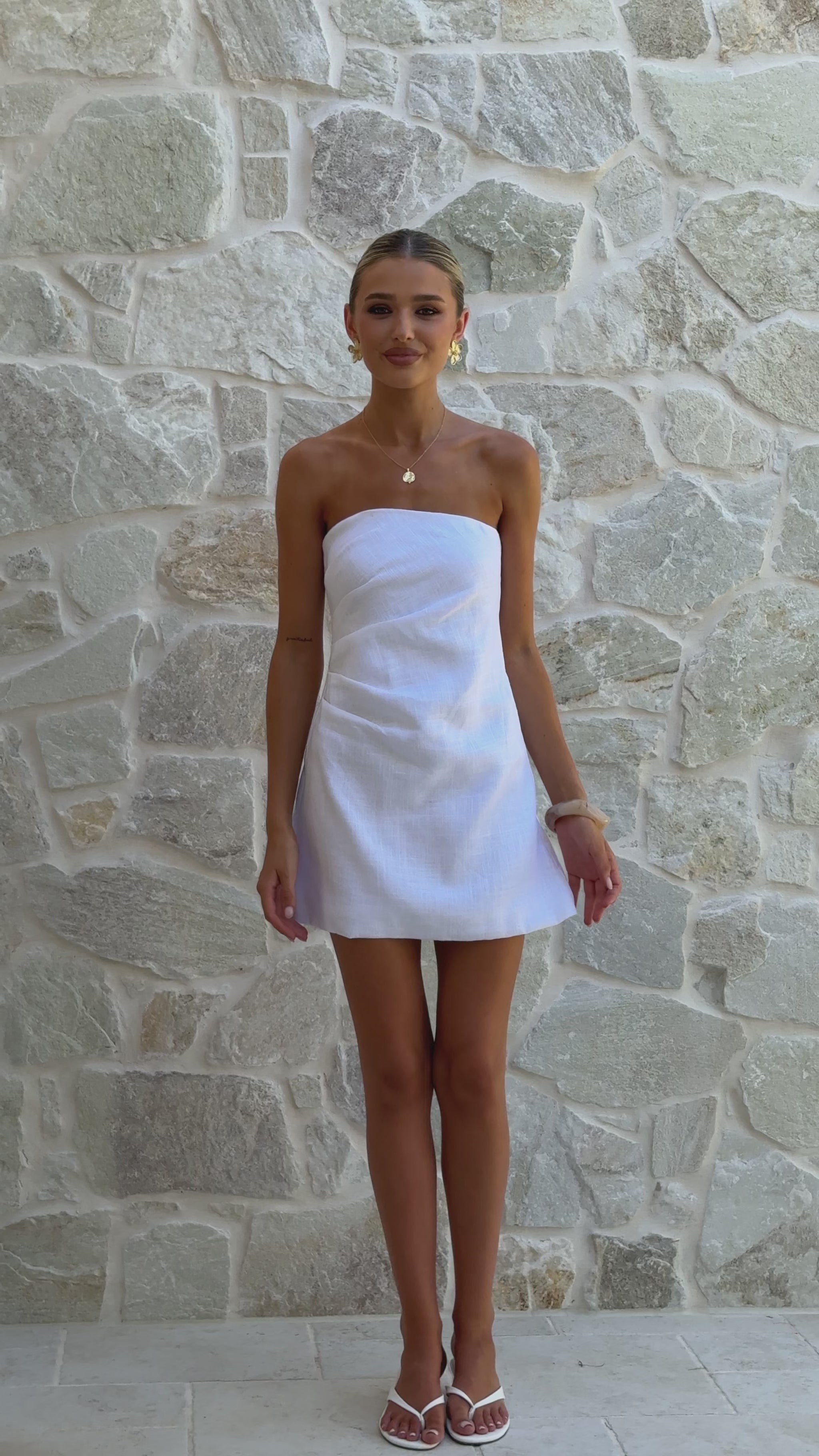 Dana Strapless Mini Dress - White - Billy J