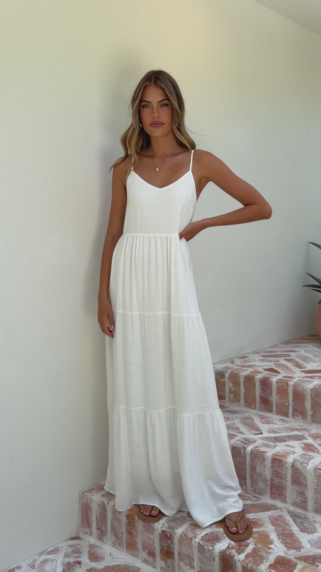 Load video: Shelley Maxi Dress - White - Billy J