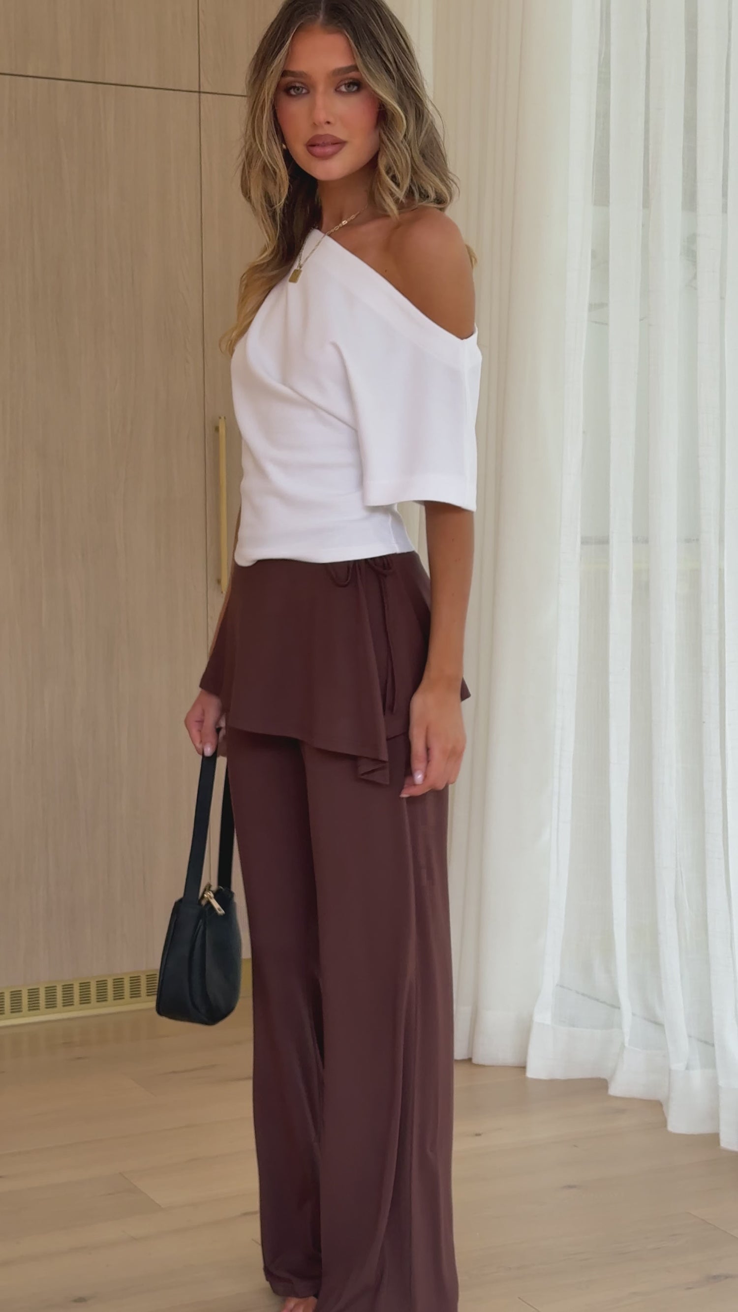 Jaxie Skirt Overlay Pants - Brown - Billy J