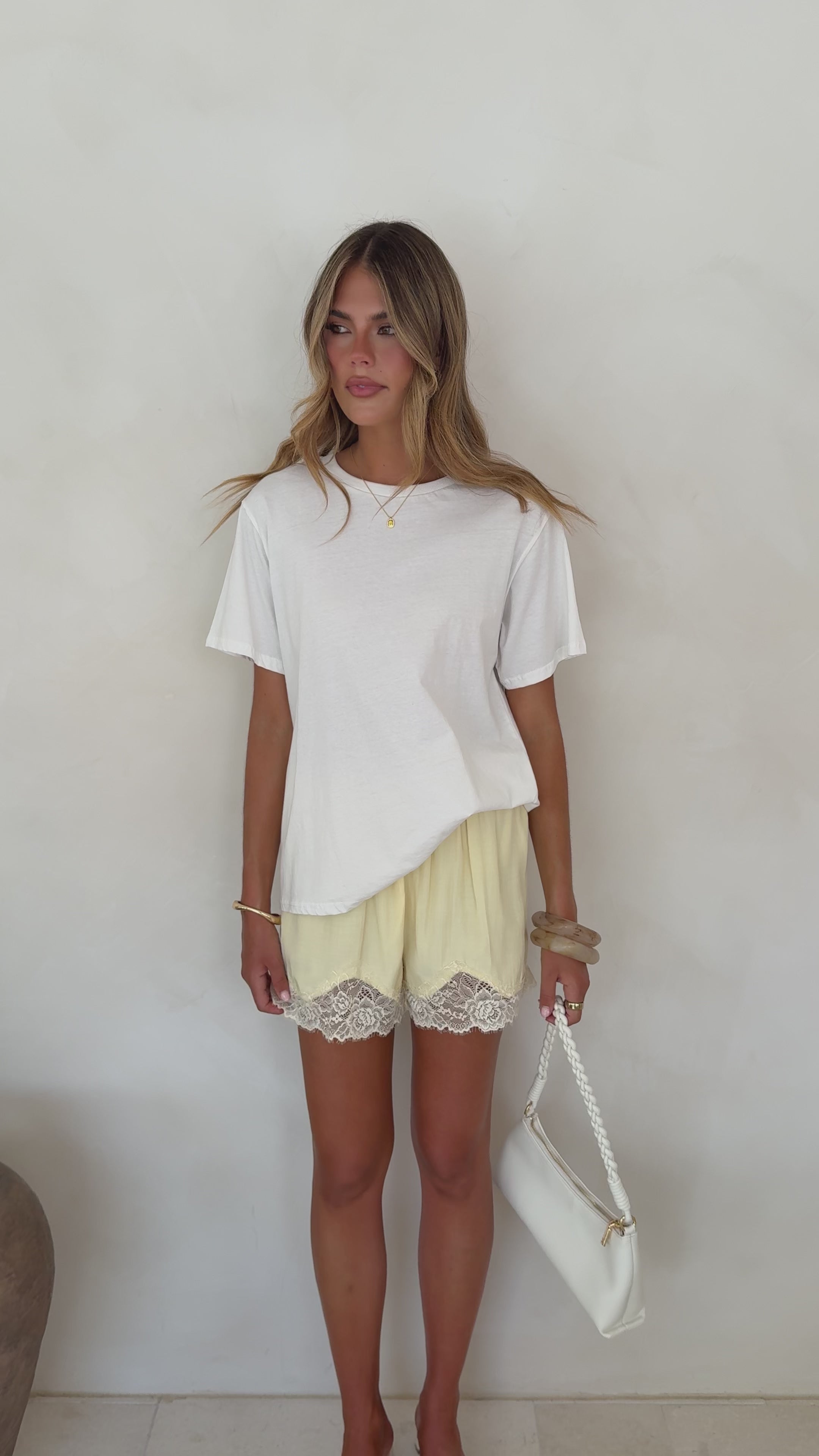 Load video: Makoa Lace Shorts - Yellow - Billy J