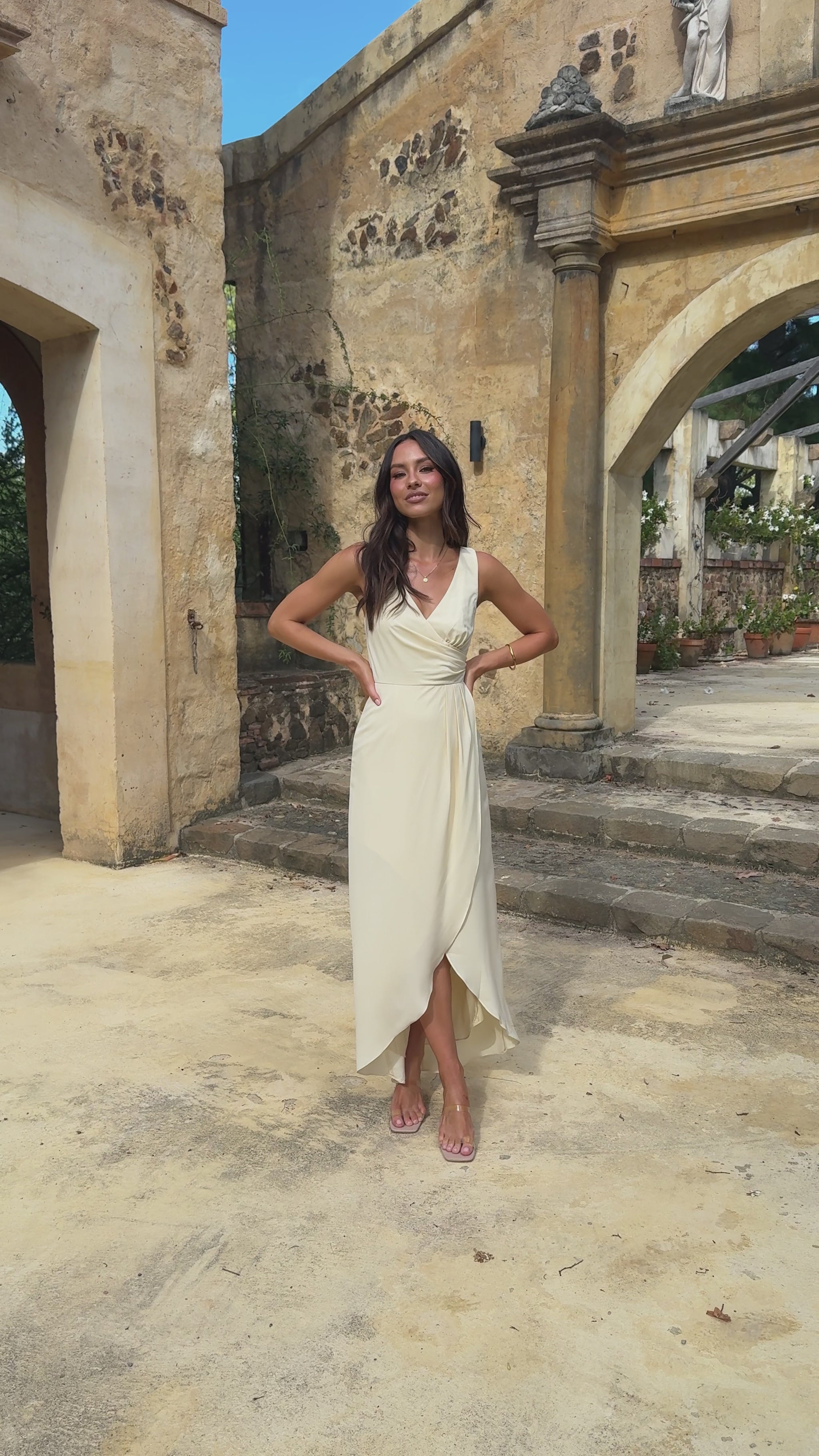 Pamela V Neck Maxi Dress - Yellow - Billy J