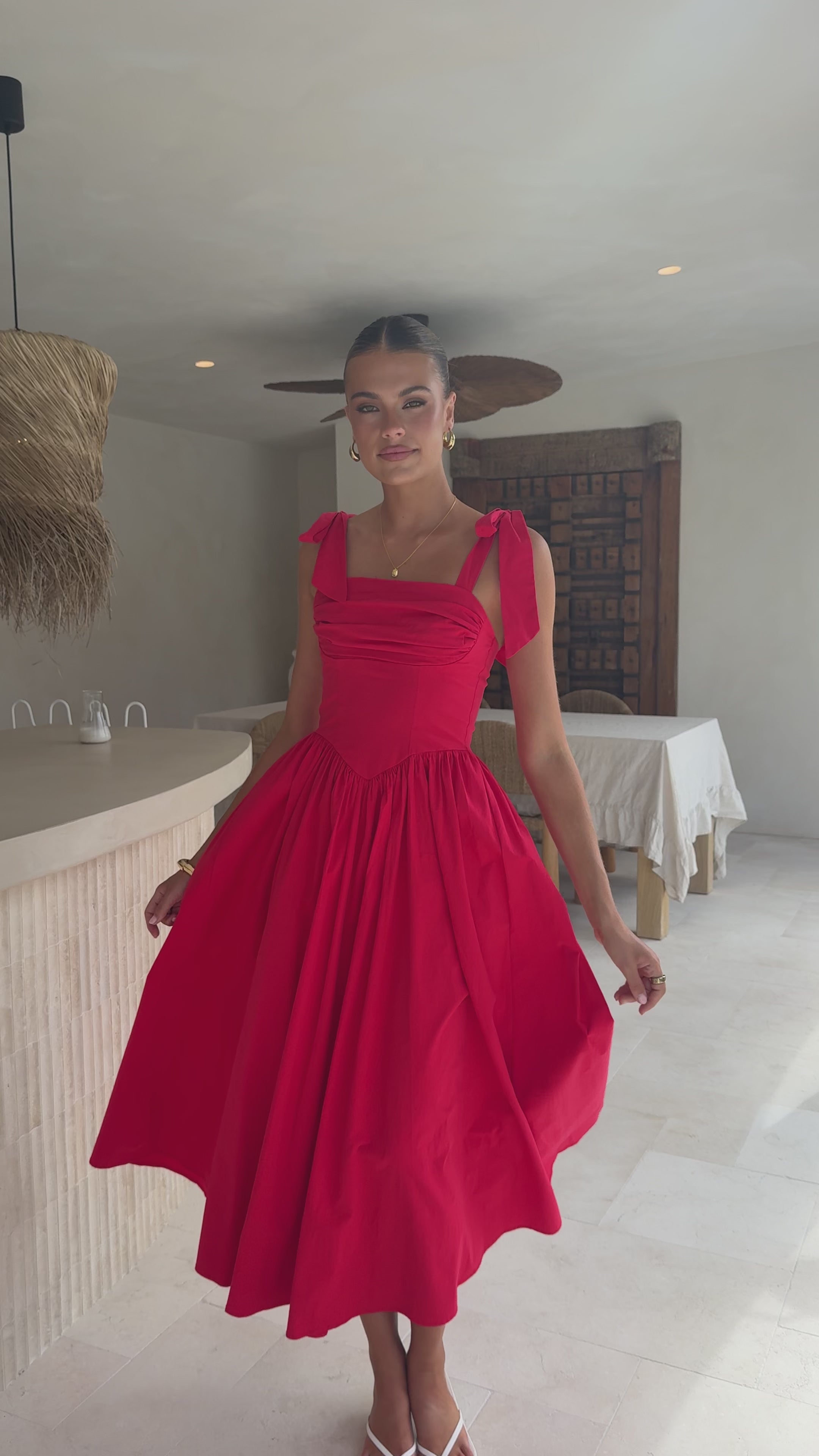 Load video: Haisley Maxi Dress - Red - Billy J