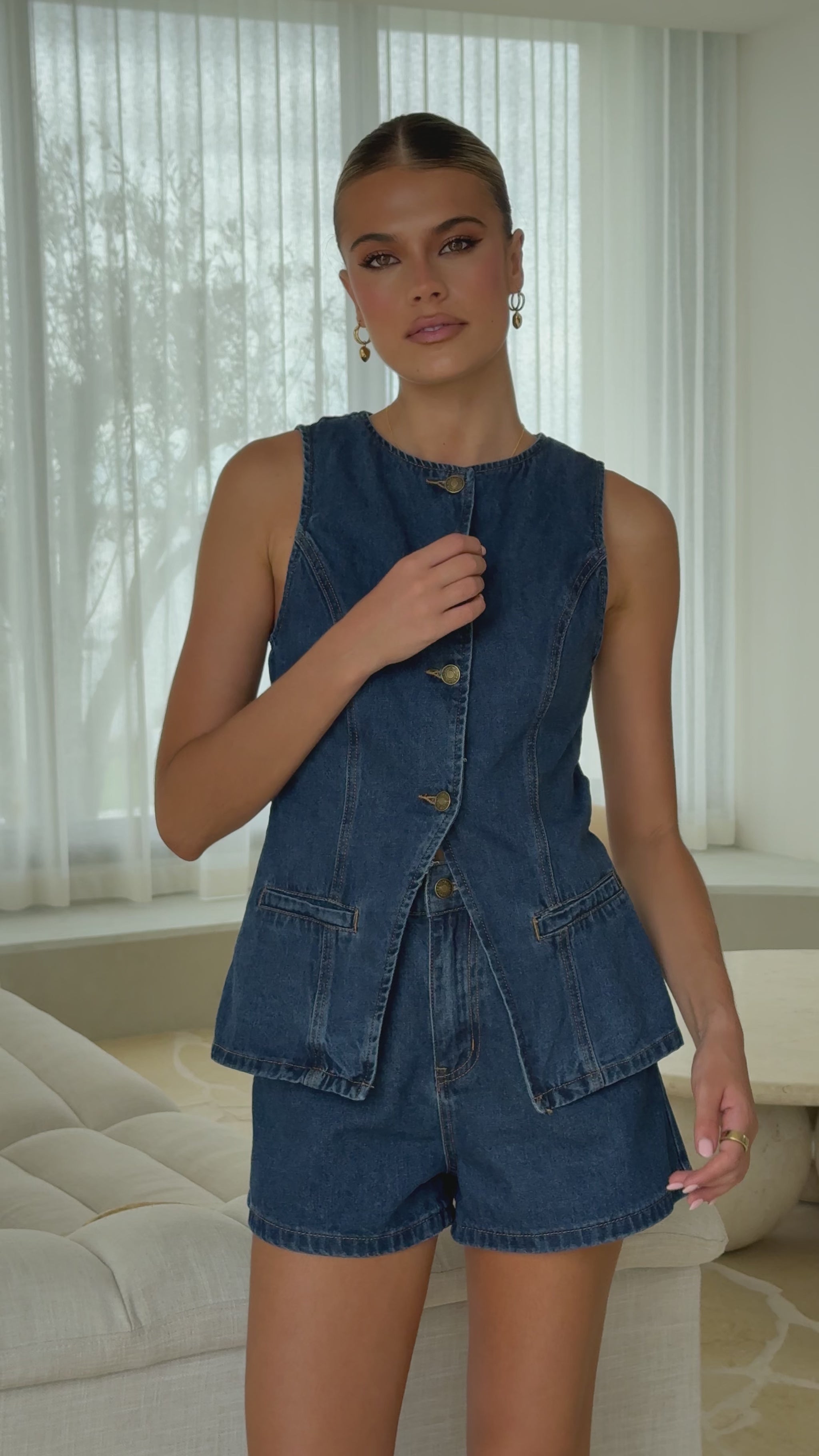 Cairo Denim Vest - Dark Mid - Billy J