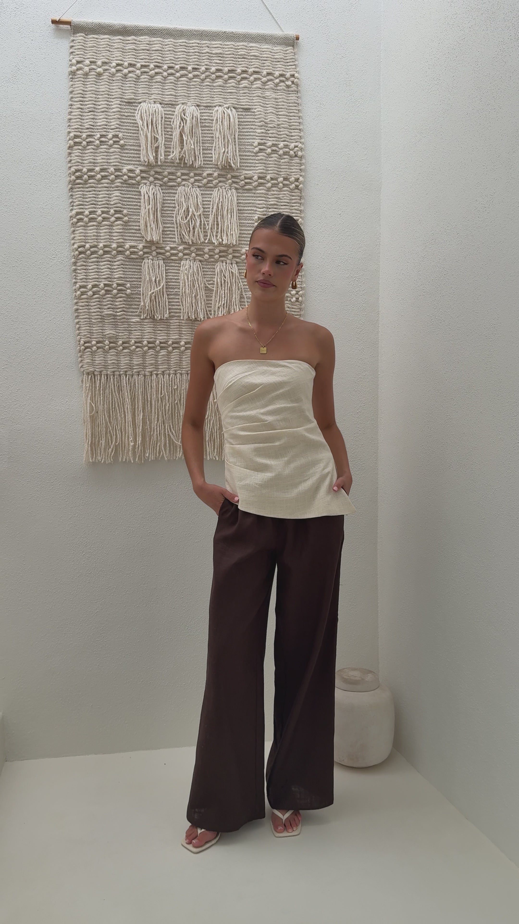 Load video: Dana Strapless Top - Cream - Billy J