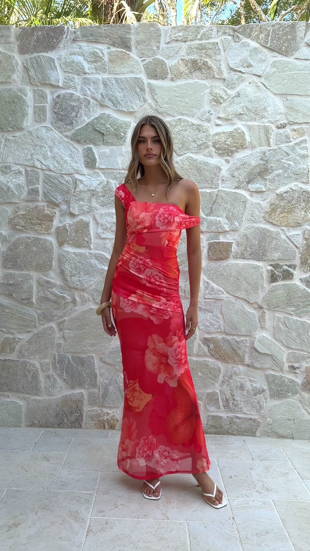 Load video: Lena Maxi Dress - Orange Floral - Billy J