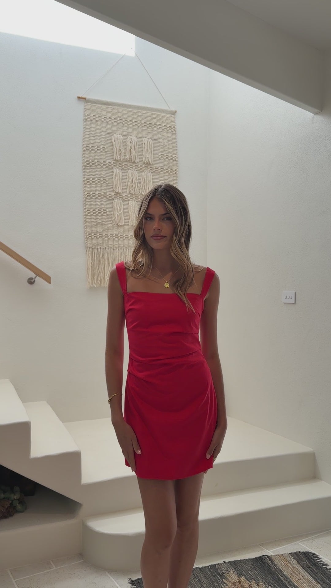 Load video: Evie Mini Dress - Red - Billy J