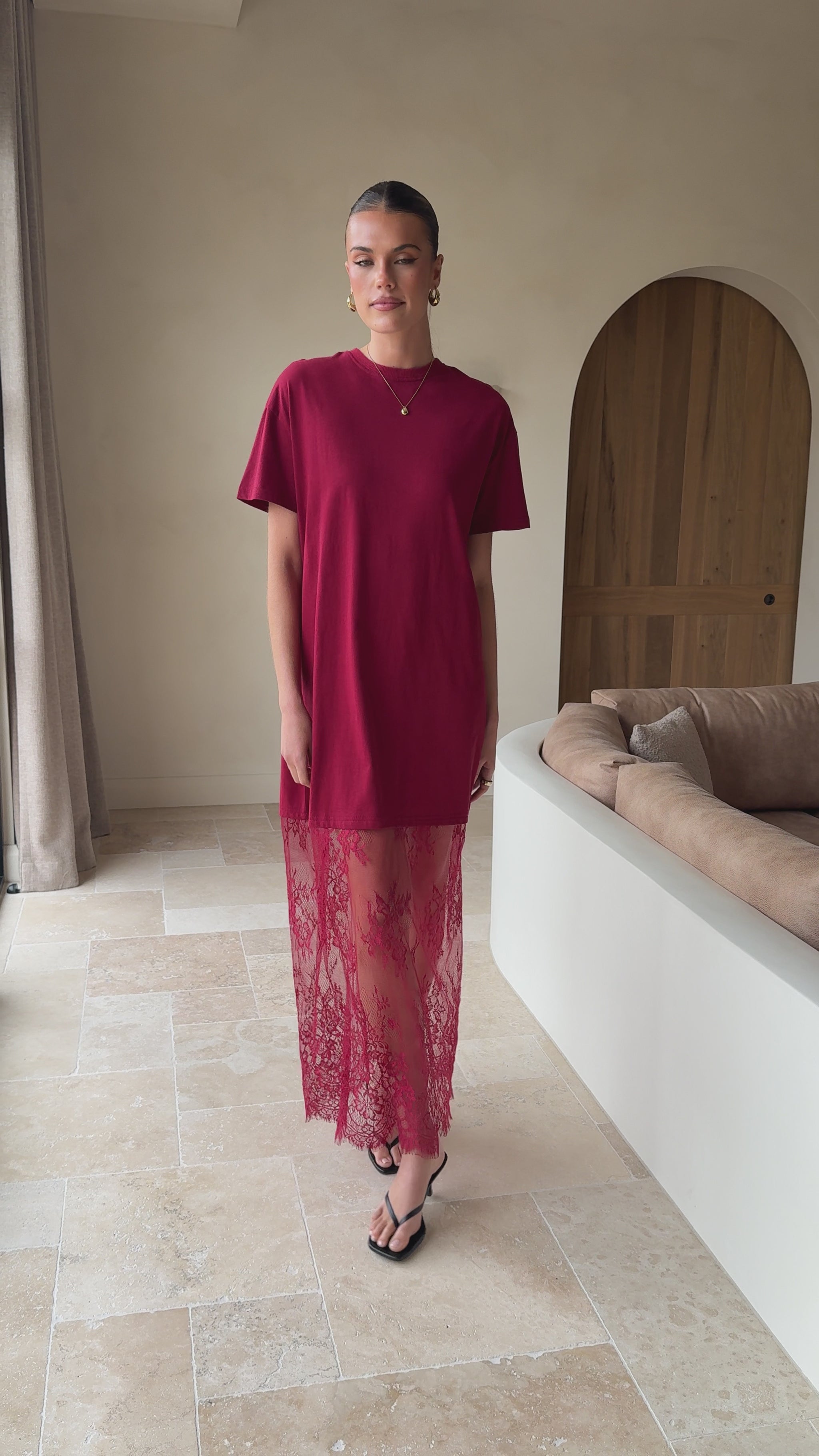 Adora T-Shirt Maxi Dress - Wine - Billy J