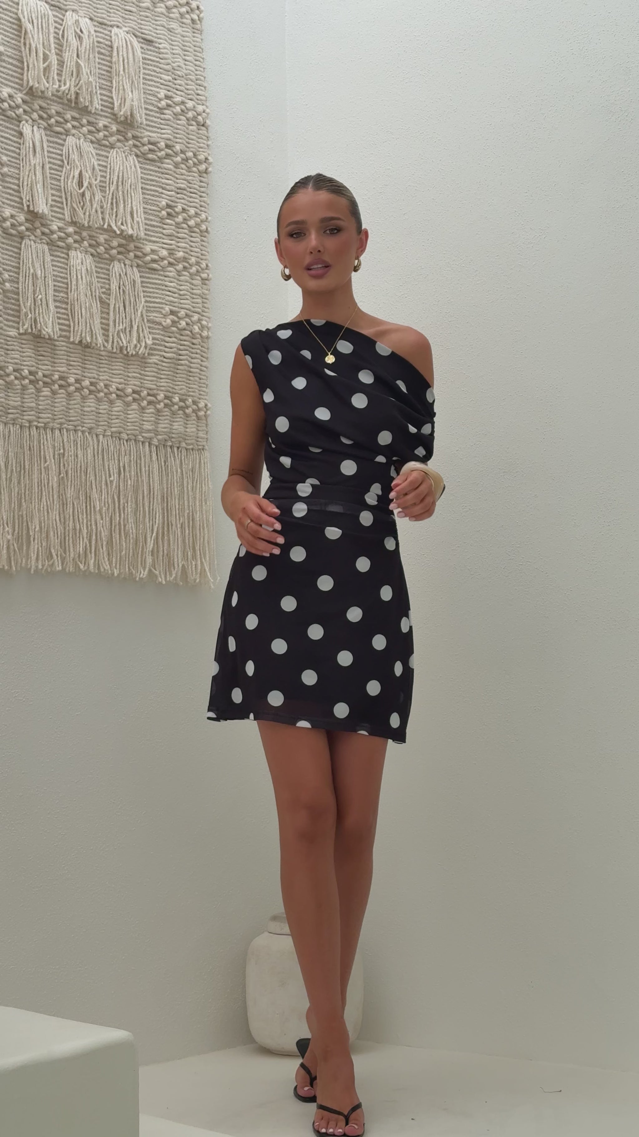 Sammie Mini Dress - Black/White Polka - Billy J