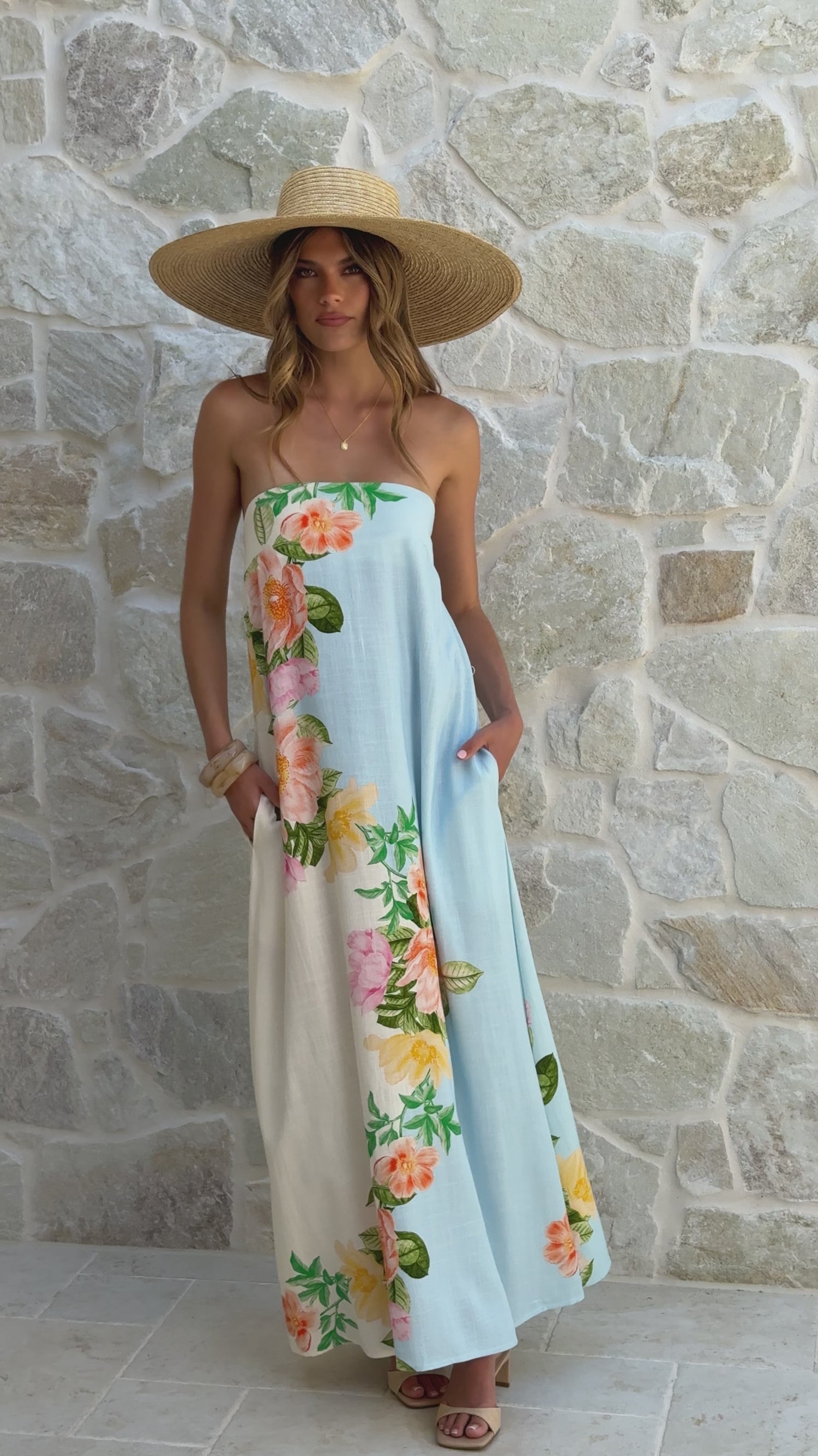 Ellea Maxi Dress - Botanical Bliss Blue - Billy J