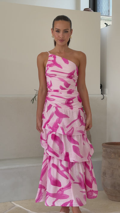 Load and play video in Gallery viewer, Nalani Maxi Dress - Pink Print - Billy J
