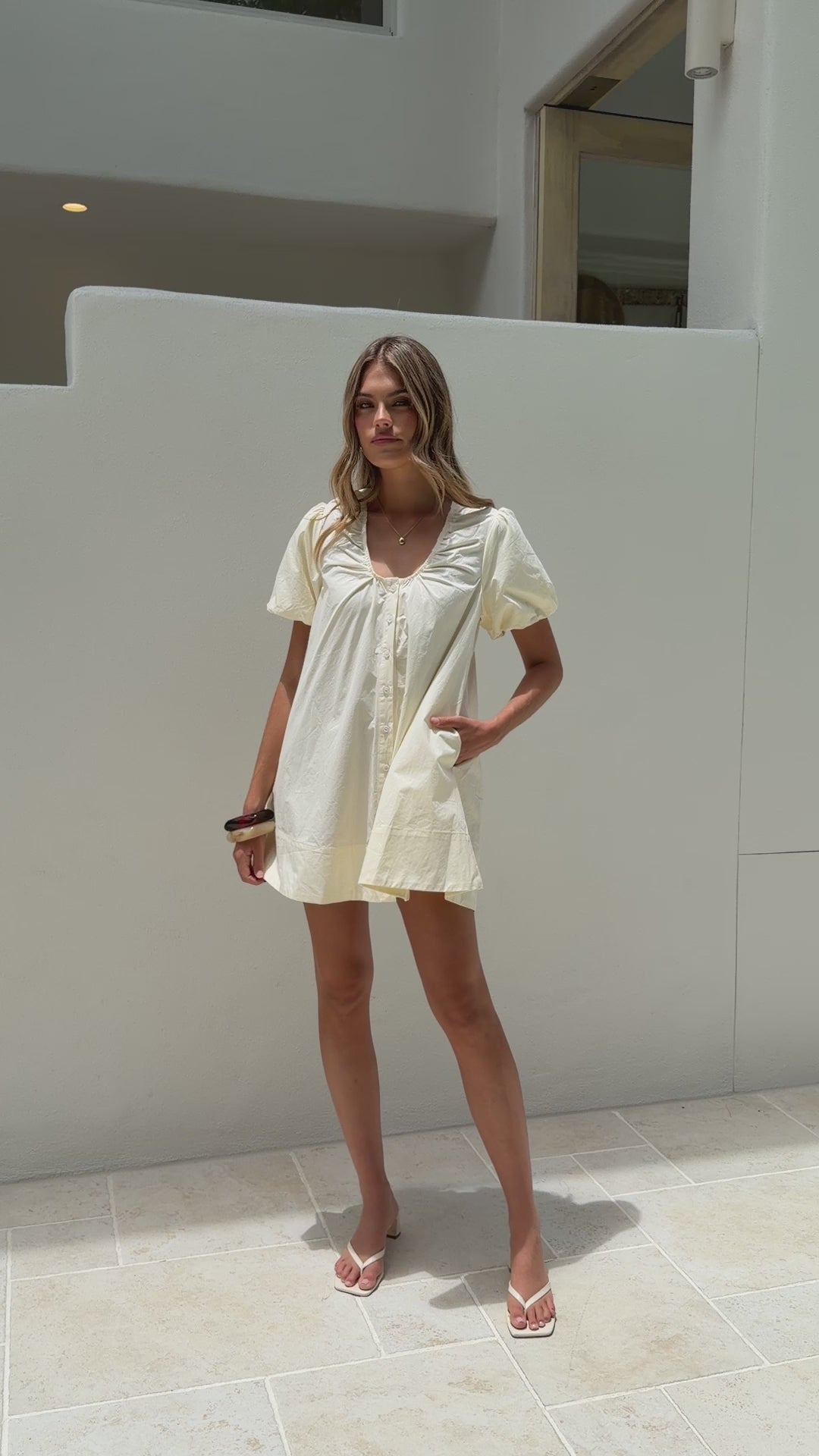 Load video: Keeva Mini Dress - Yellow - Billy J