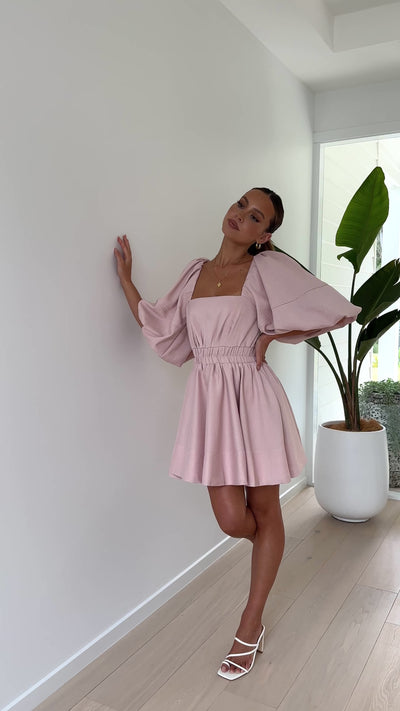 Load and play video in Gallery viewer, Amayah Mini Dress - Light Pink
