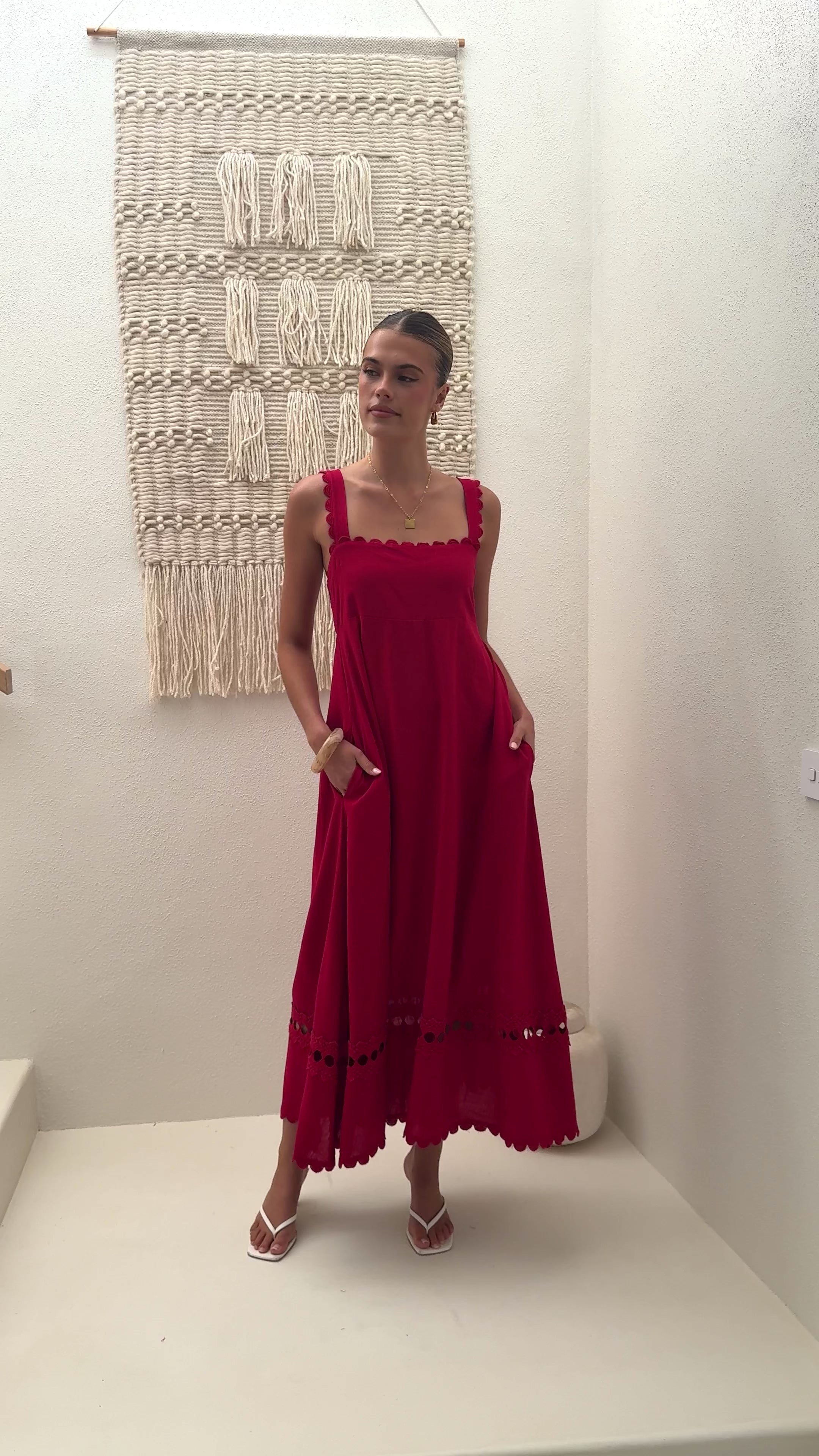 Load video: Libbie Maxi Dress - Red - Billy J