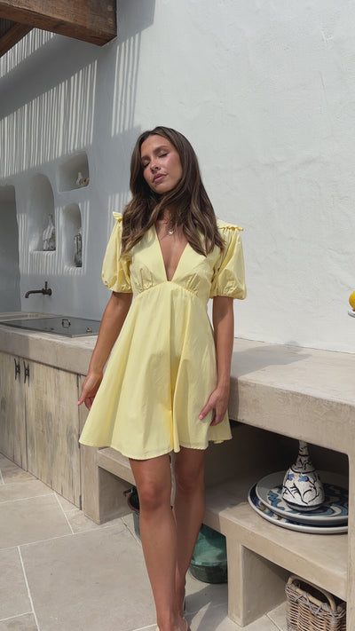 Load and play video in Gallery viewer, Celine Mini Dress - Yellow

