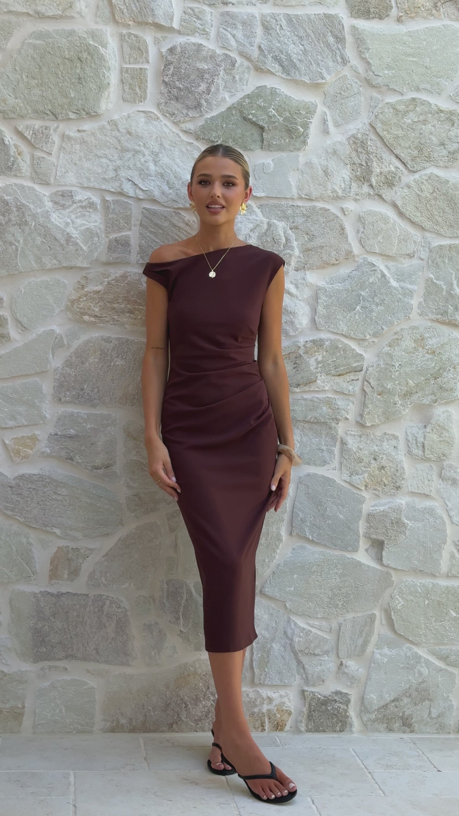 Lilah Midi Dress - Chocolate - Billy J